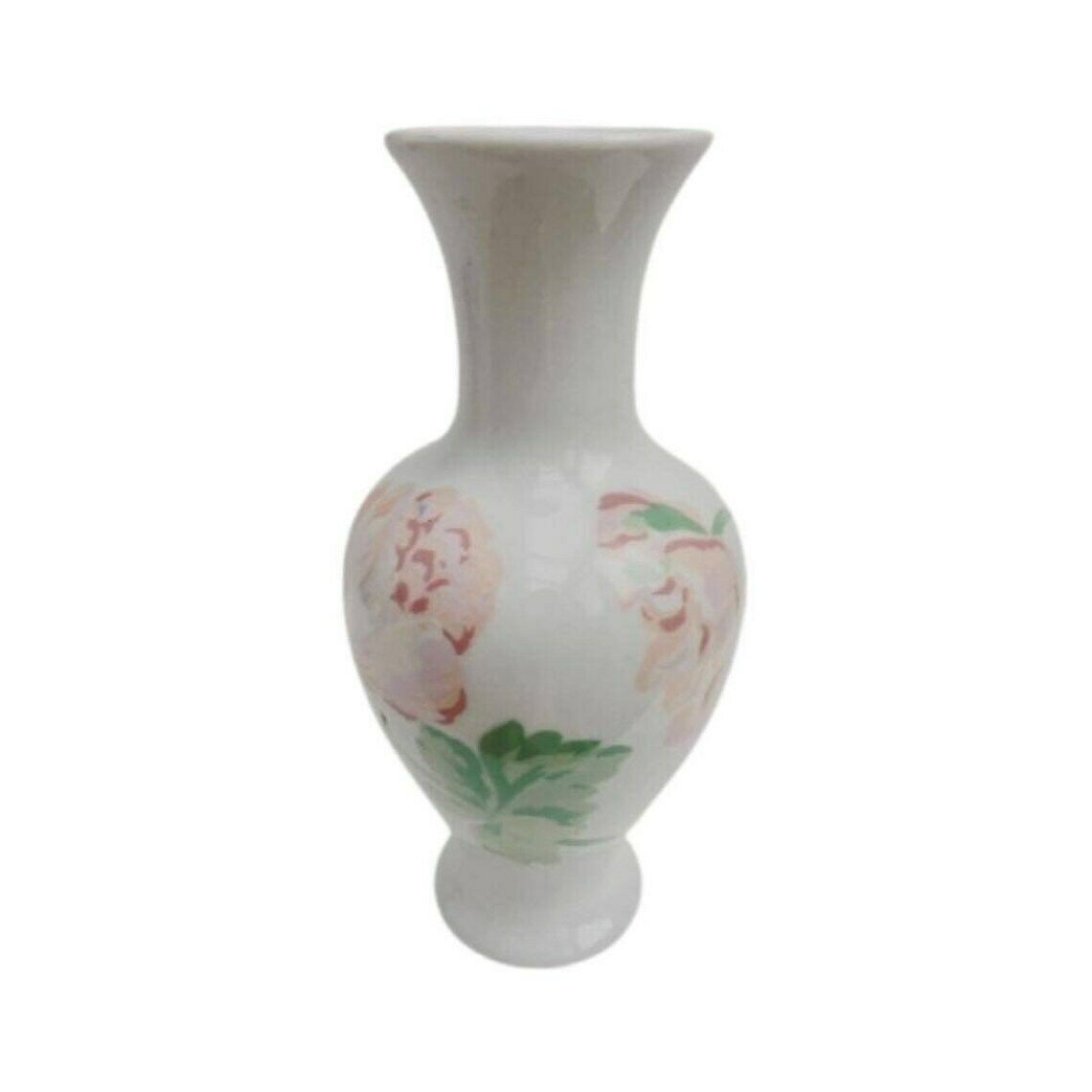 Shabby Chic Vase, White And Pink Limoges Porcelaine, French Philippe Deshoulieres Primrose Hand Painted Potteryvase. French Vase