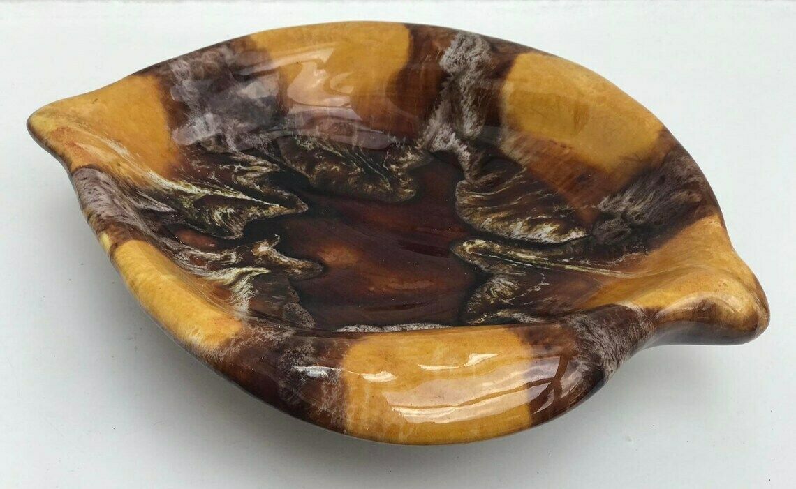 Vallauris Plate Rare, Appetizer Dish Catch All Ceramic Jewelry Lemon Shaped Slip Brown Decor Desk Accessories Gift Vanity Decor photo furniture