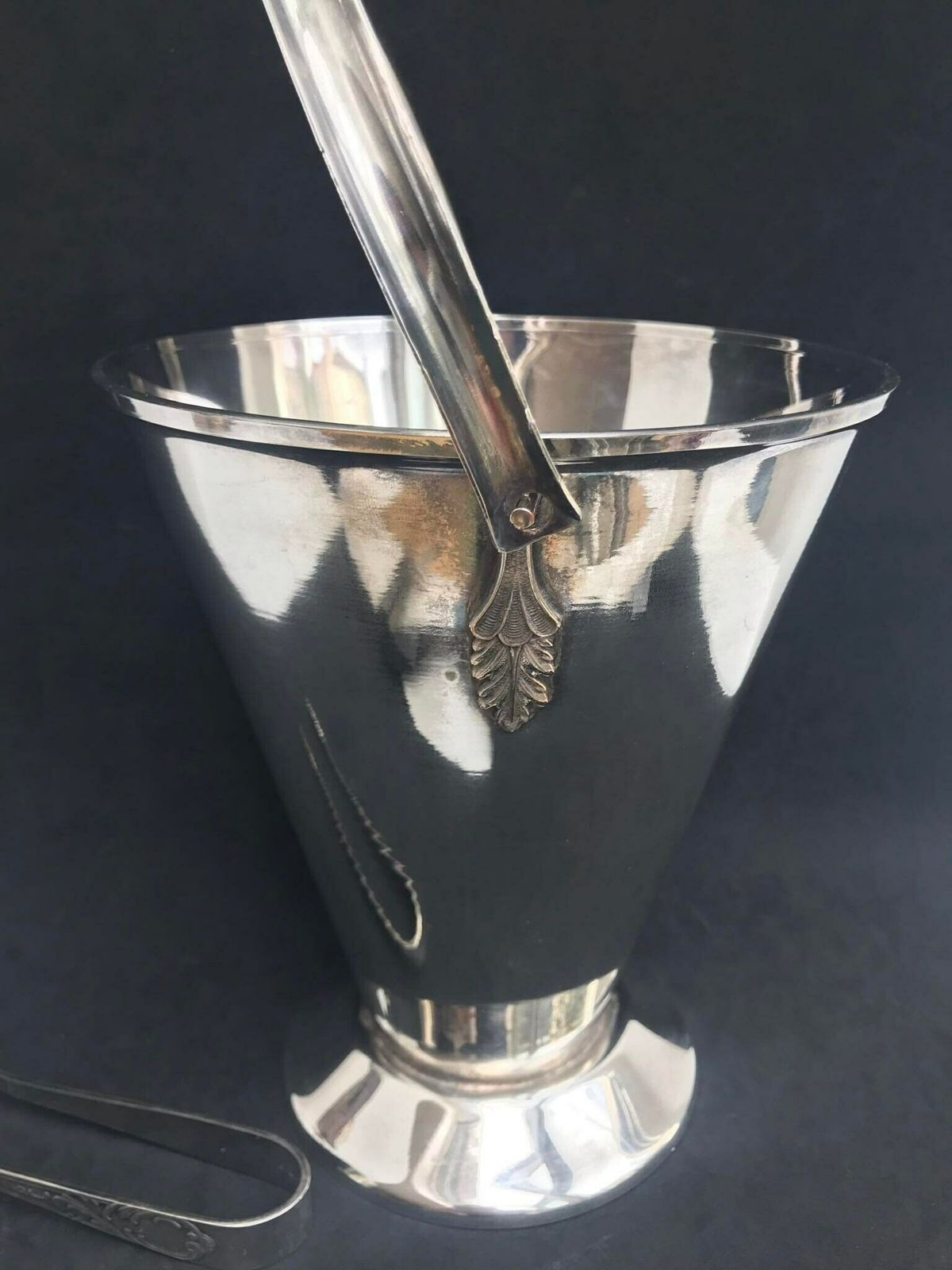 Ice Bucket Silver Plated Italian Cooler Vintage Art Deco Style Bar Bartender Vintage Bar, Cocktail Bar, Party Table Bar Accesories photo vintage