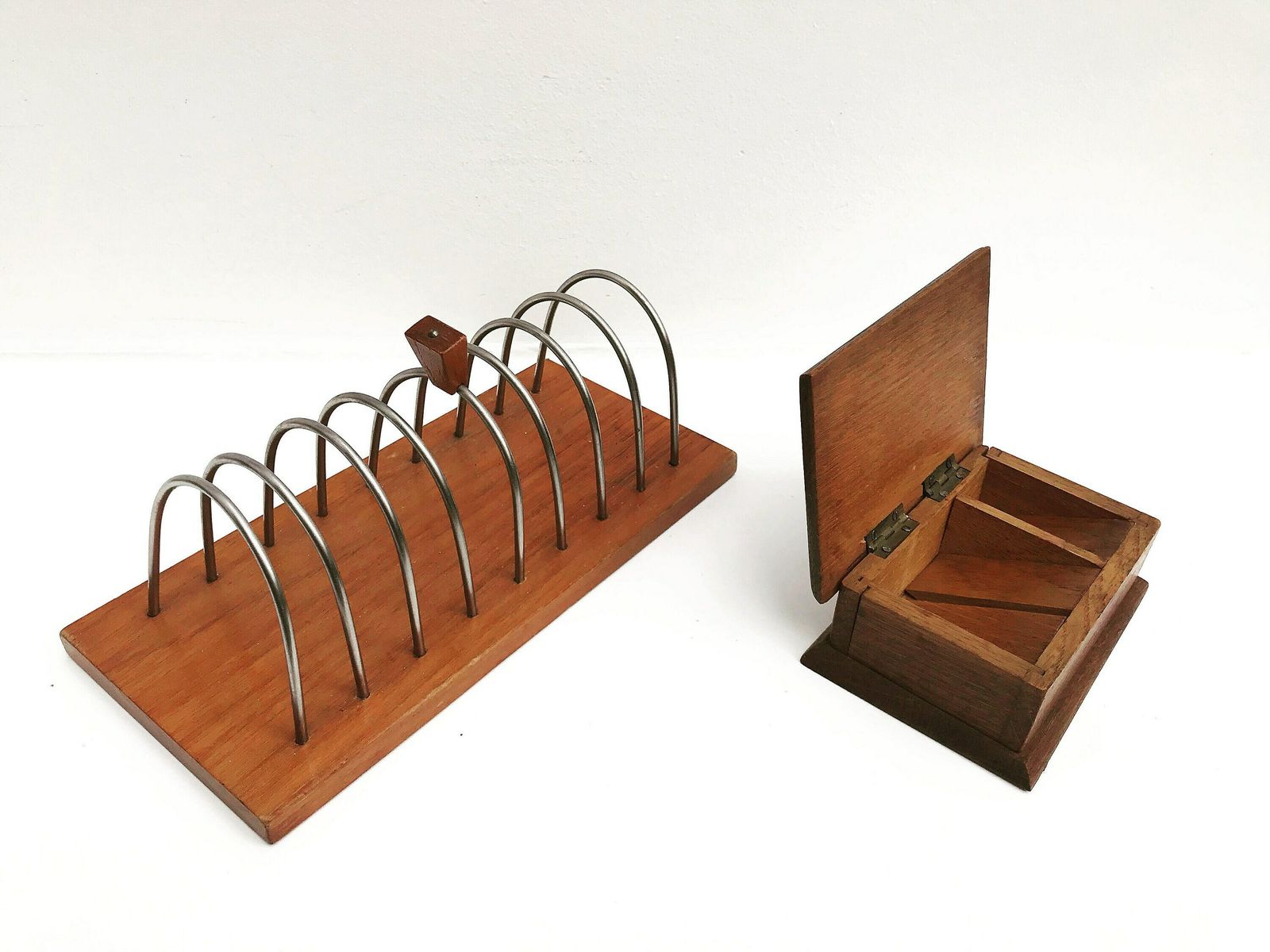Wooden Desk Accessories Mid Century Teak Wooden Stamp Box Letter Holder Desk Organizer Ornaments Gift For Her Decor 50s Box Collector Gift