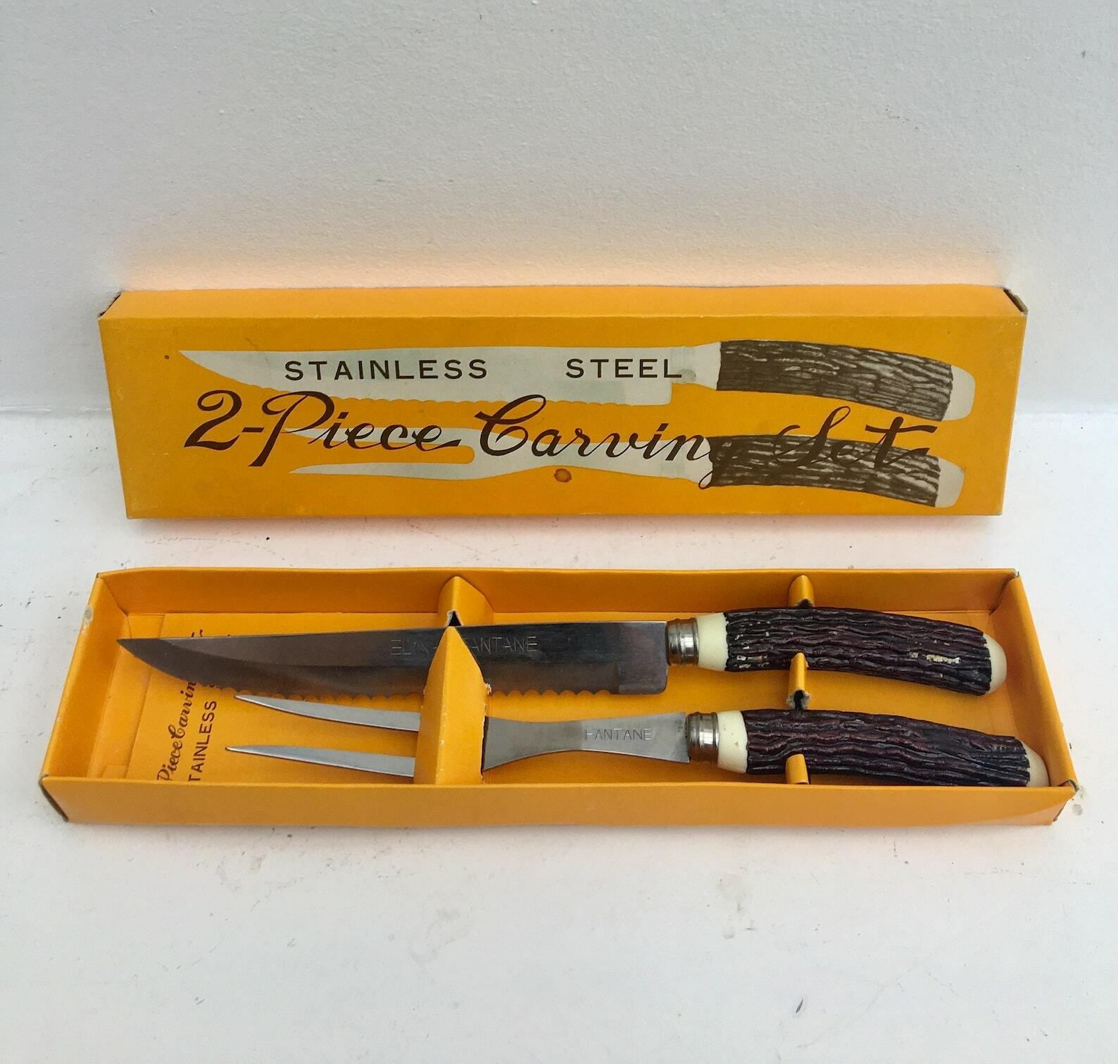 photo for sale Carving Knife Boxed Harpening Steel Knife Carving Set Collectible Flatware, Retro Cutlery Barbecue Tools Garden Dinner Grill Accessories