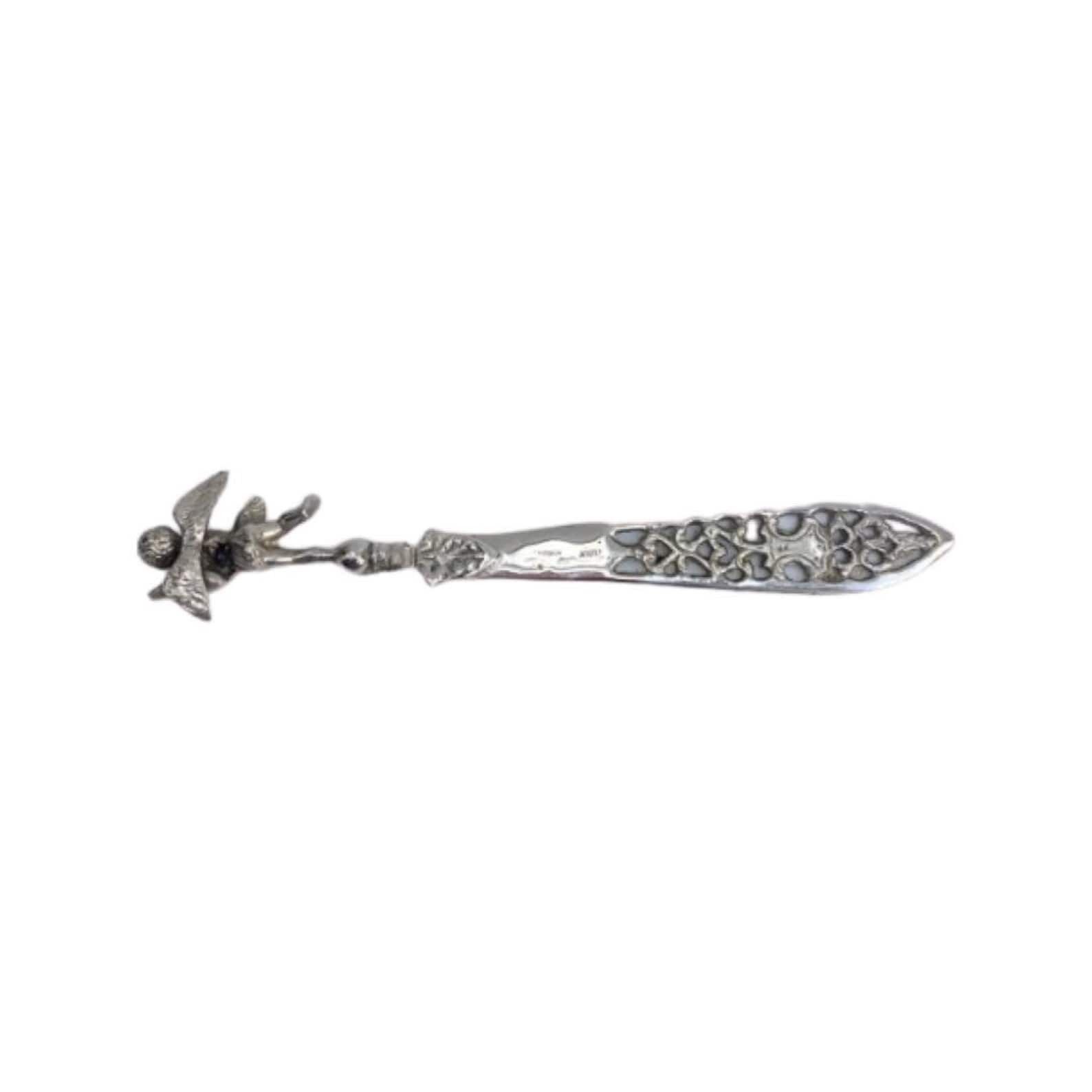 Letter Opener Silver Plated Cherub Letter Knife Engraved Plated Letter Opener, Metal Office Knife, Gift Idea , Made In Italy Silver Plate