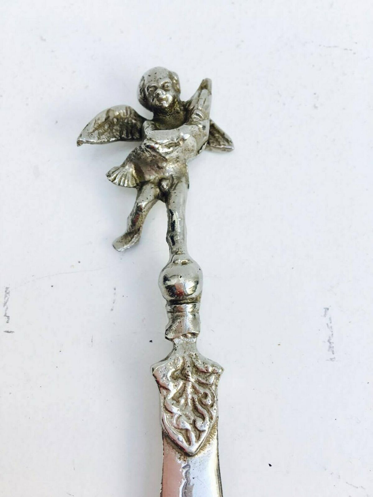 Letter Opener Silver Plated Cherub Letter Knife Engraved Plated Letter Opener, Metal Office Knife, Gift Idea , Made In Italy Silver Plate photo buy