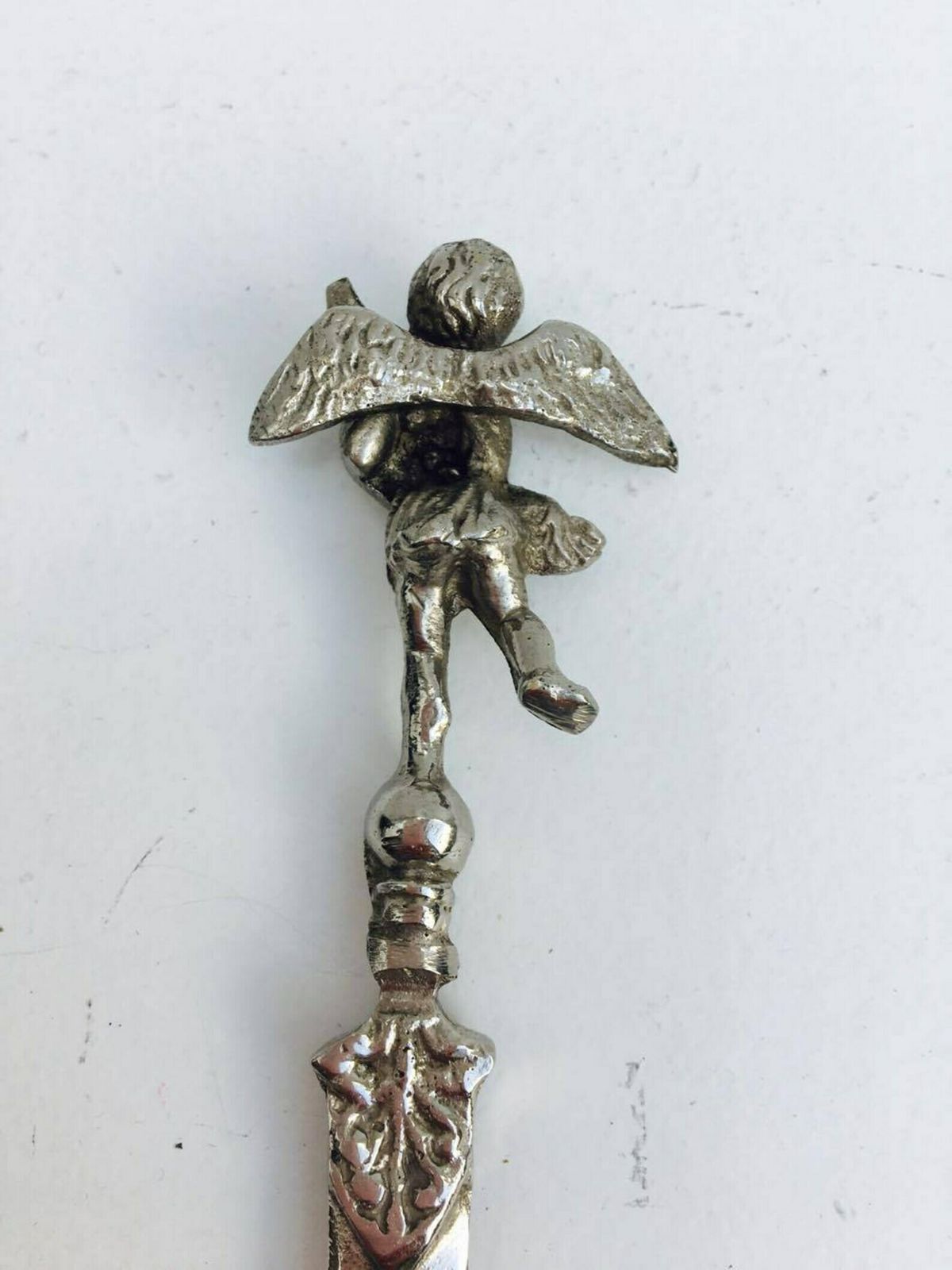 Letter Opener Silver Plated Cherub Letter Knife Engraved Plated Letter Opener, Metal Office Knife, Gift Idea , Made In Italy Silver Plate photo vintage