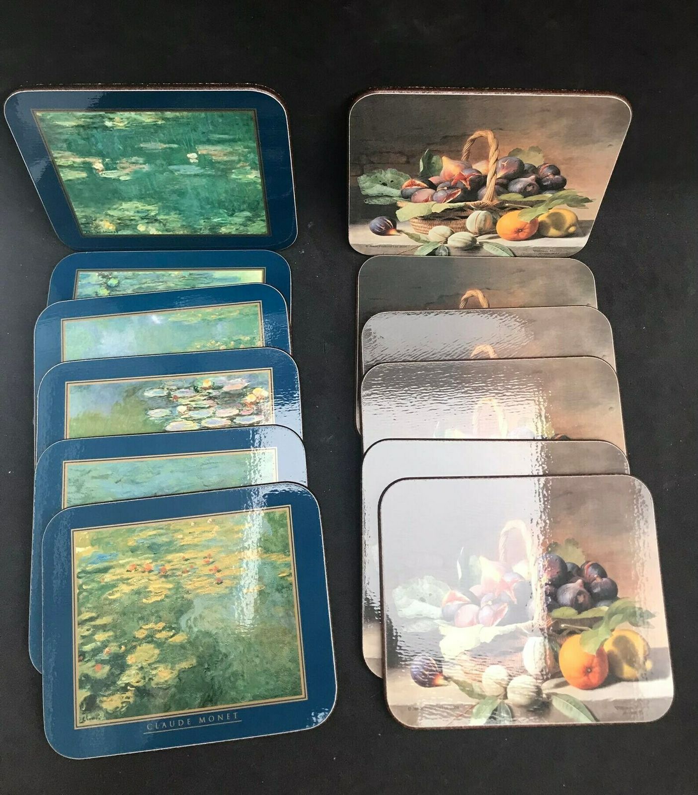 Coasters By Jason Set Boxes Of 6 Each Wih 2 Differents Designs Boxed Cork Coasters Hardboard Monet Paintings Figs Hostess Gift photo for sale