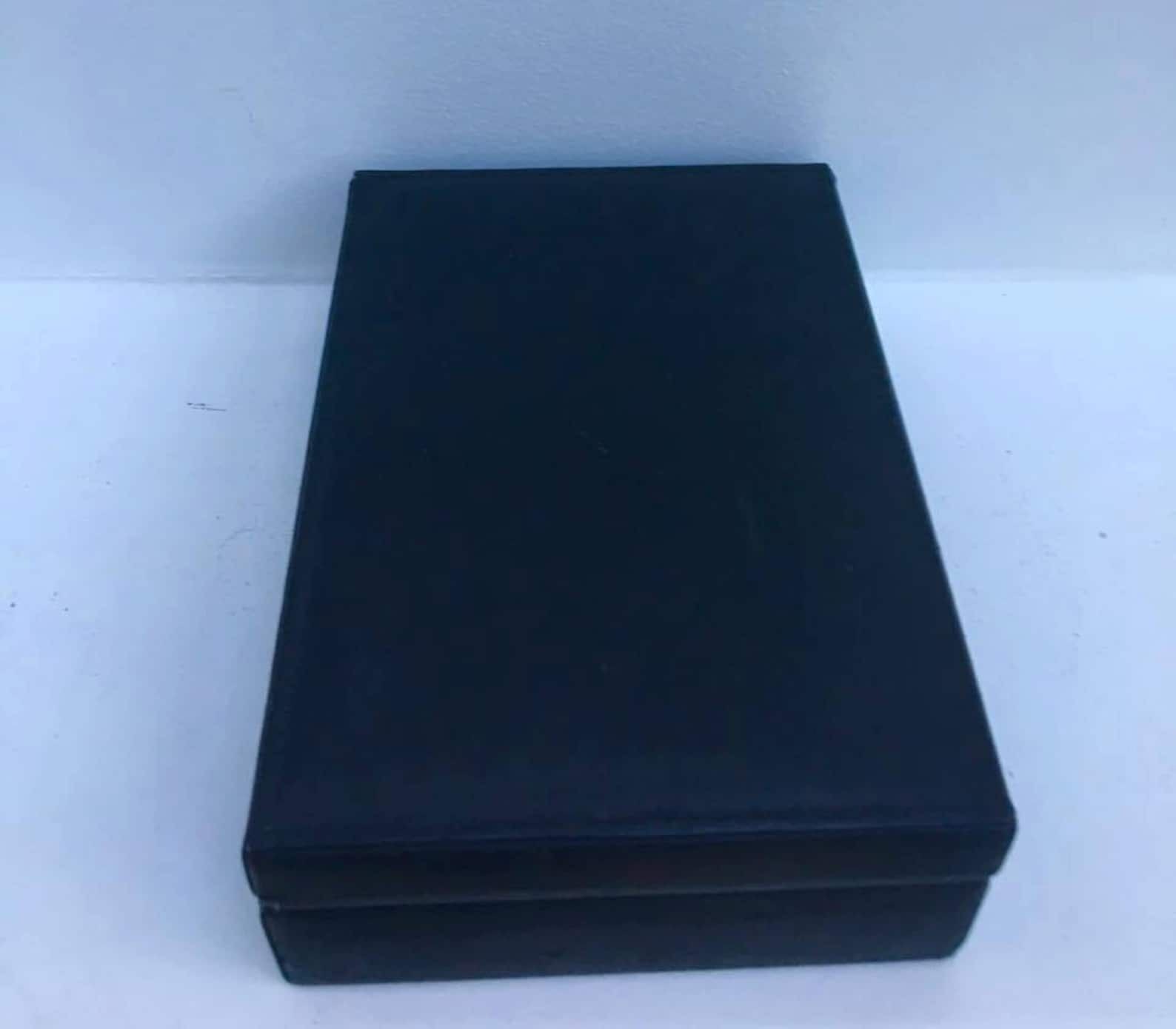 Cigar Box, Genuine Black Leather Cigar Box, Vintage Cigar Box, Cigarette Case, Cigarette Holder, Sewn Leather, Black Cigar Box, Cigar Box photo vinterior