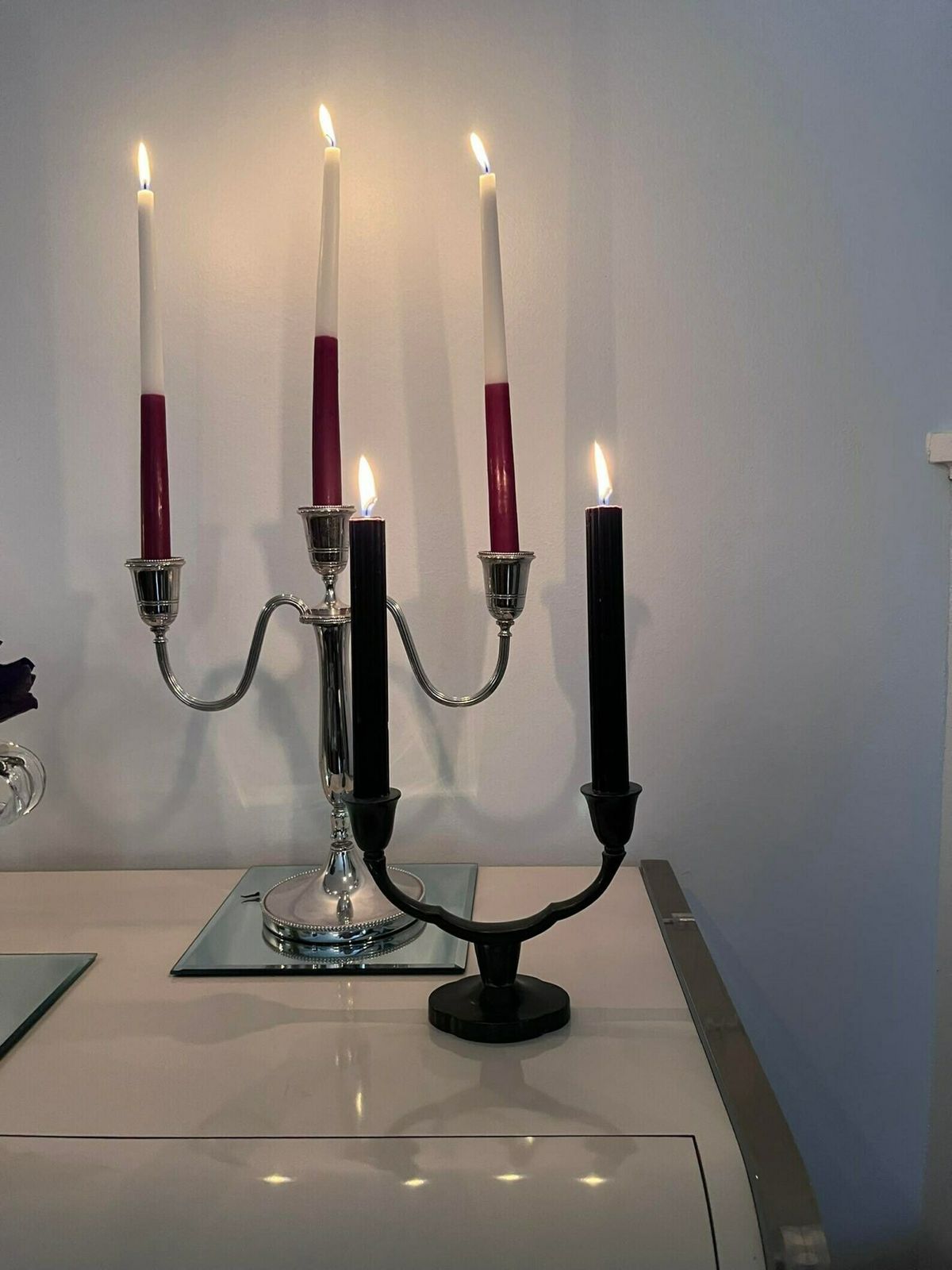 Scandinavian Candlesticks Holders Just Andersen Art Deco Pewter Denmark 1932 Scandinavian Danish Metal Pewter Candelabra Denmark photo vintage