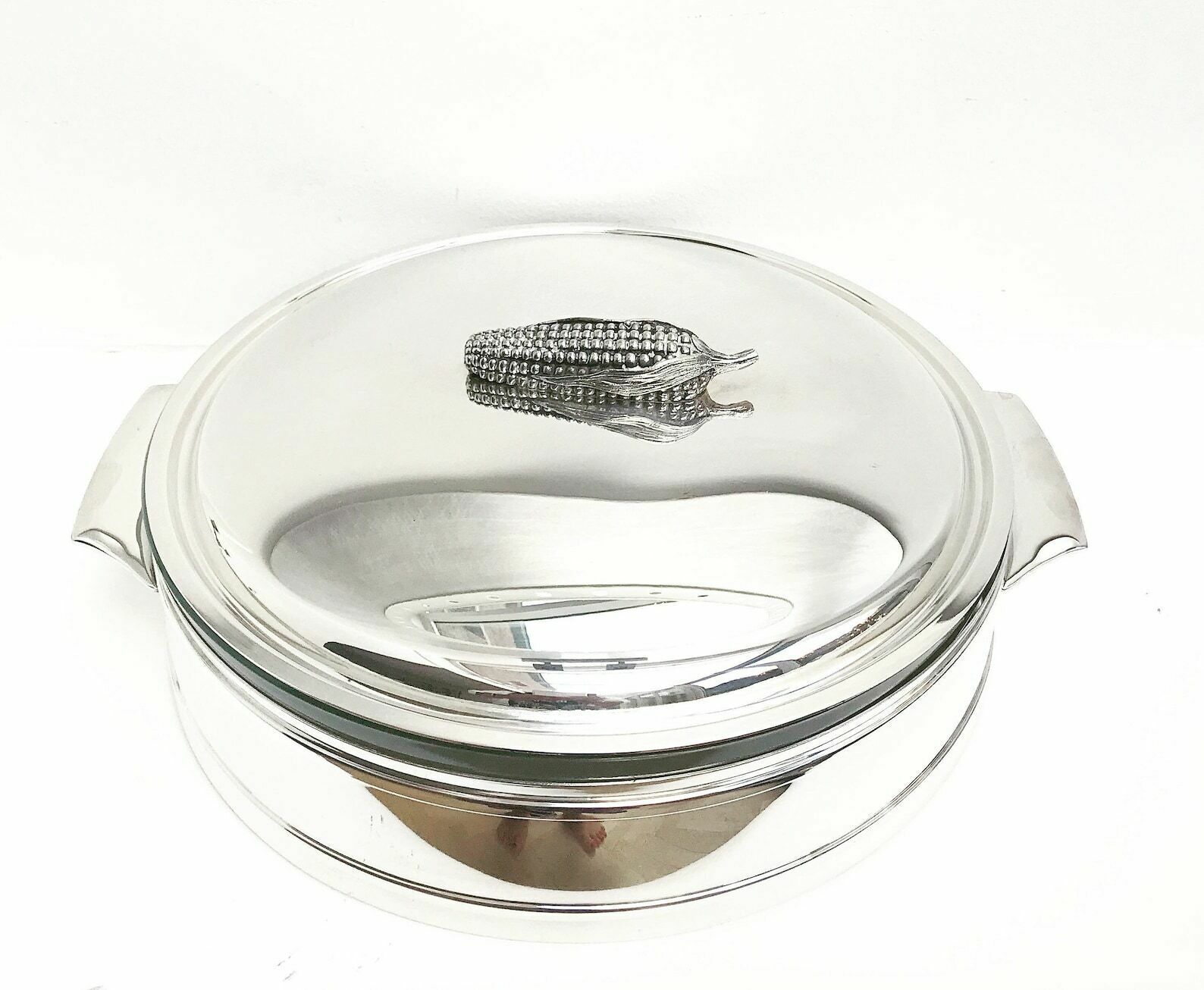 Lidded Service Dish Silver Plated Serving Plate Chritsmas Vegetables Plate, Thanksgiving Vegetables Pyrex Ovenproof Gift For Her Fall Table