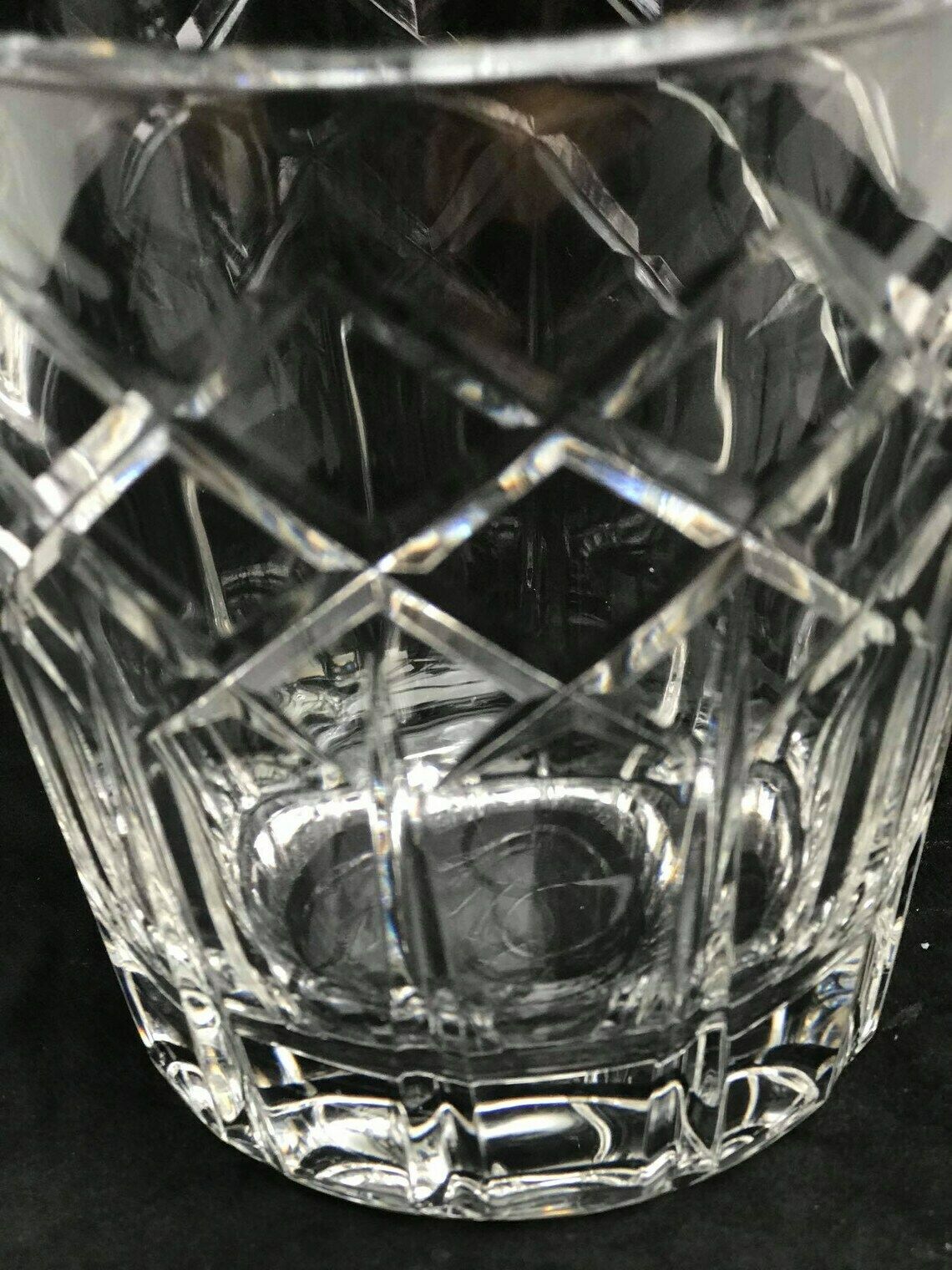 Ice Bucket Vintage Val Saint Lambert Signed Heavy Cut Crystal Bucket 50s. Carved, Bar Accessories Mid Century Modern Bar Cocktails Gift Him photo vinterior