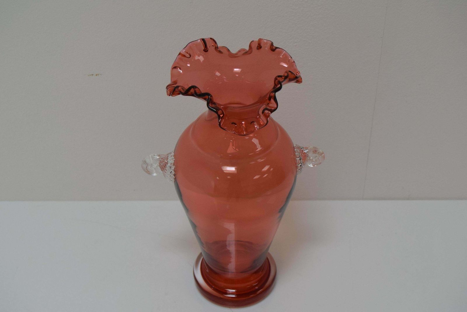 Art Czech Glass Vase, By Glasswork Novy Bor, 1950s photo furniture