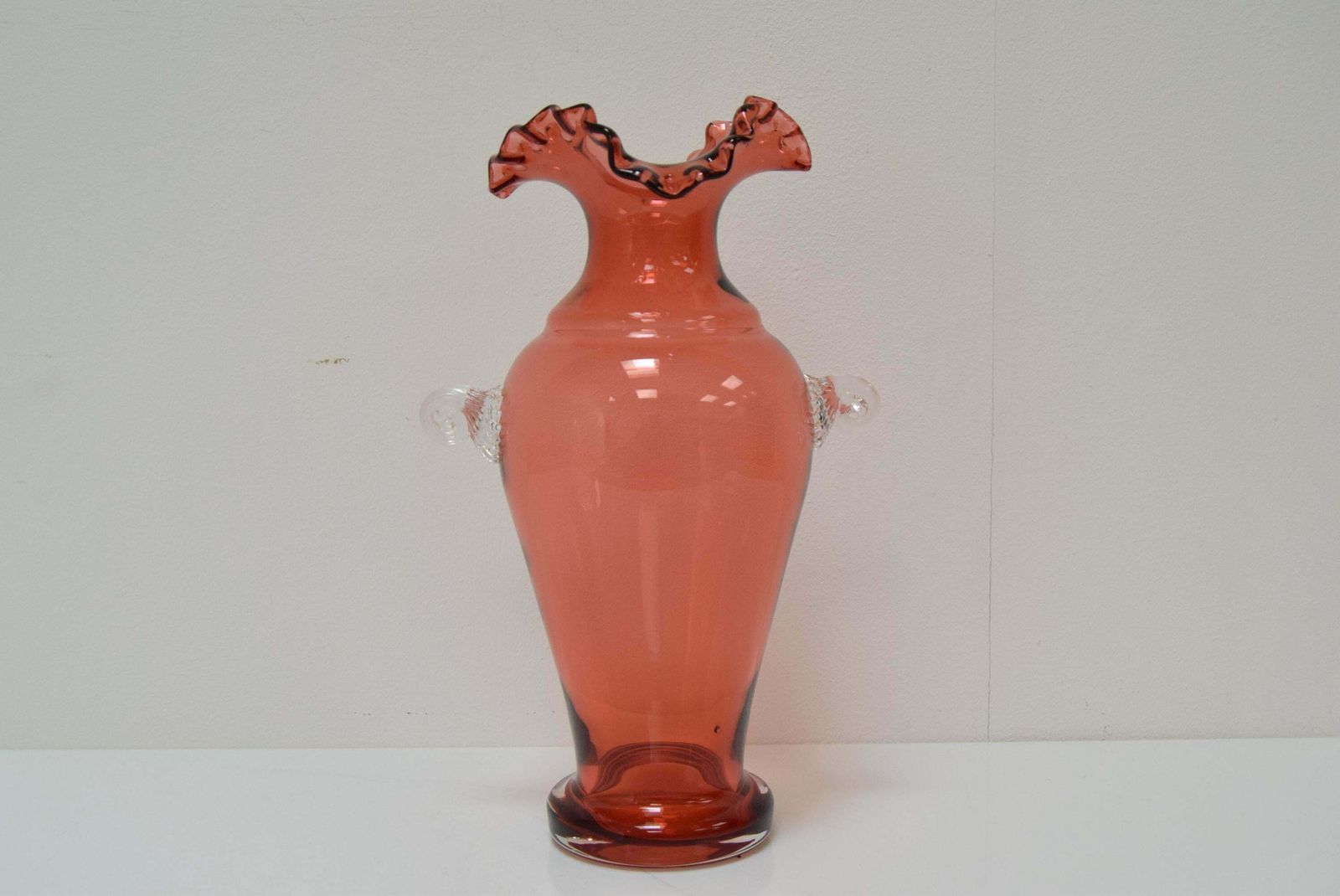 Art Czech Glass Vase, By Glasswork Novy Bor, 1950s photo Home Decor
