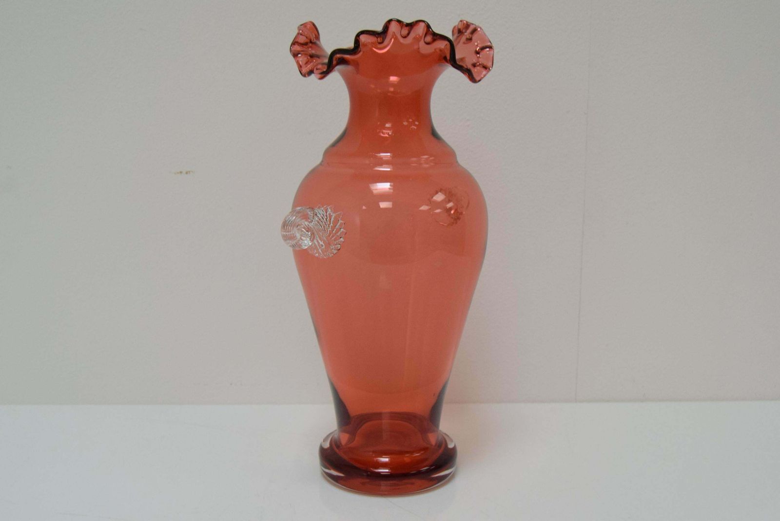 Art Czech Glass Vase, By Glasswork Novy Bor, 1950s photo vinterior