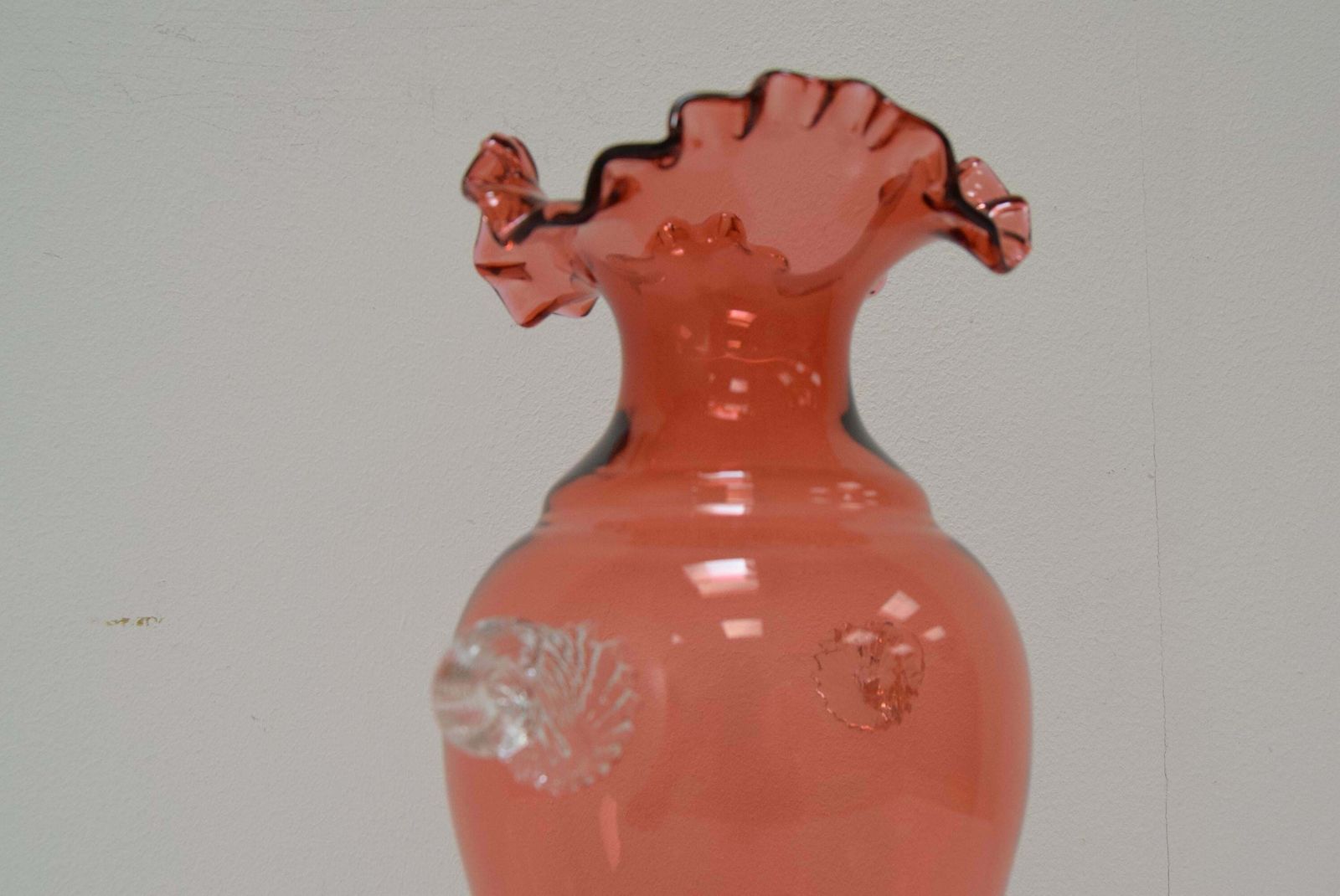 Art Czech Glass Vase, By Glasswork Novy Bor, 1950s photo buy