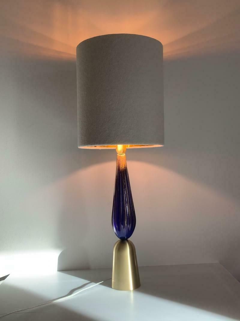 Lot Of 2 Gold And  Blue Murano Glass Table Lamp photo vinterior