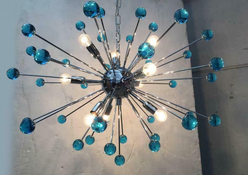 Chandelier Murano Glass Sputnik Blue Italian Handmade  Impressive photo for sale