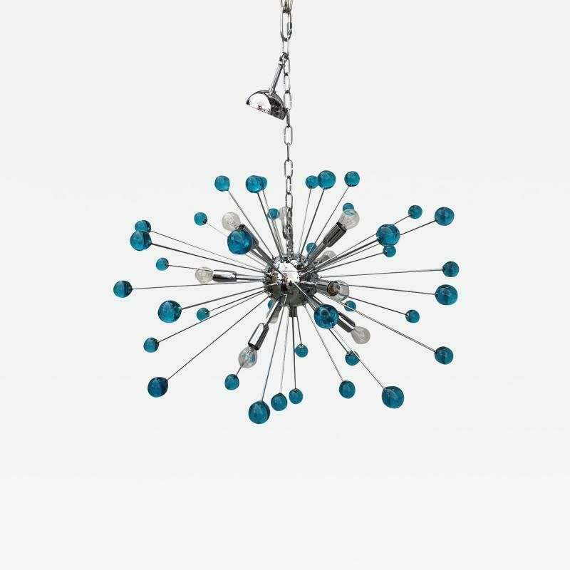 Chandelier Murano Glass Sputnik Blue Italian Handmade  Impressive