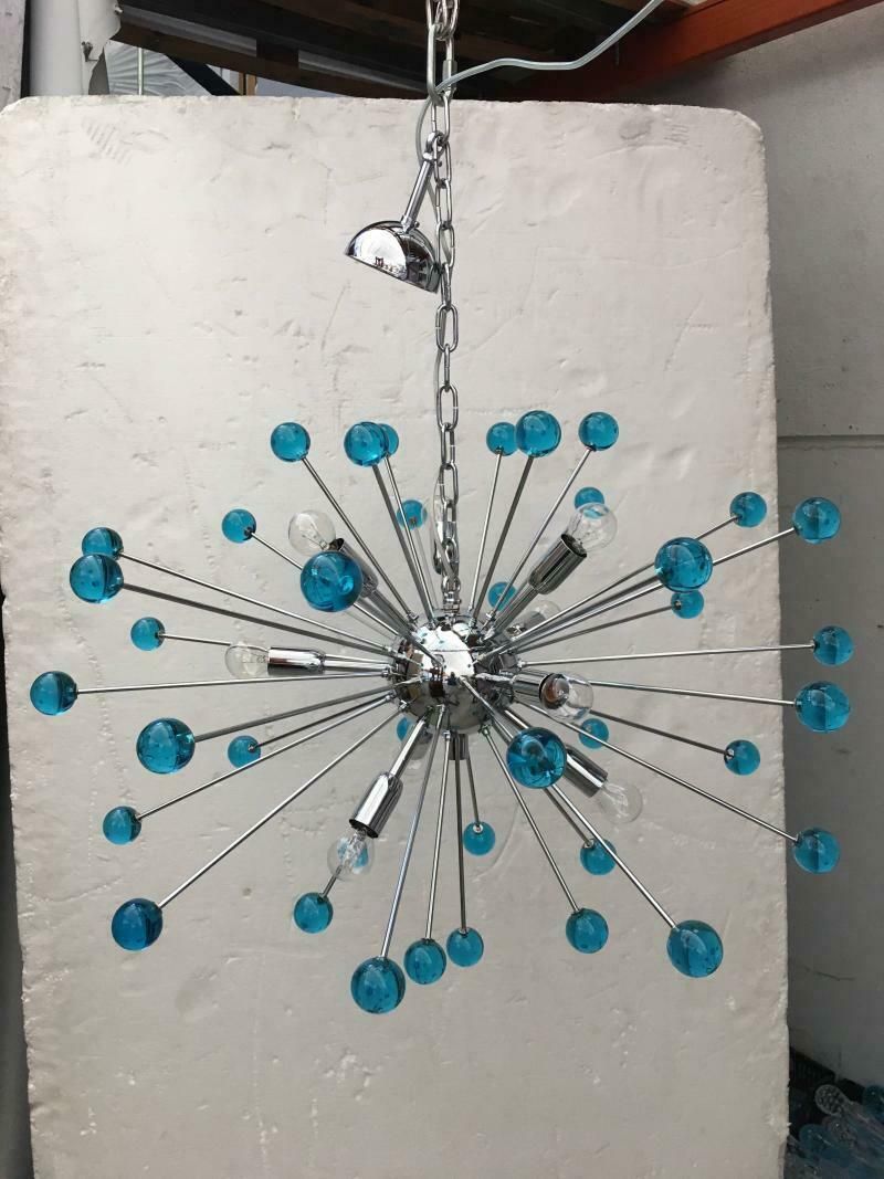 Chandelier Murano Glass Sputnik Blue Italian Handmade  Impressive photo vinterior
