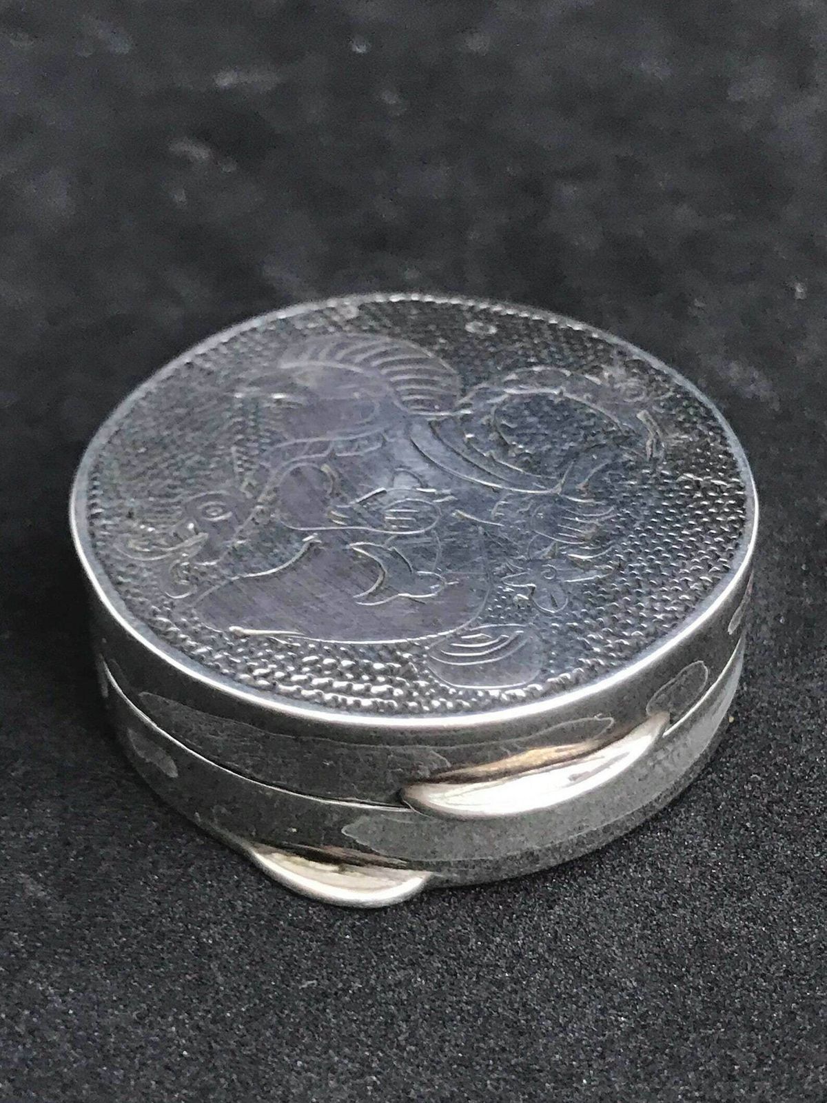 Pill Box Klein Mexicaans Zilver Sterling Zilver 925 Massief Mexicaans Sieradendoosje Rond Zilver Trouwring Doosje Cadeau Voor Haar Cadeau Voor Hem Verzamelaar photo vintage