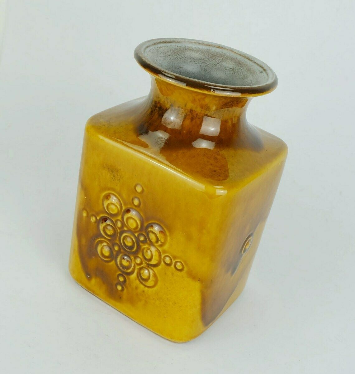 Carstens Vase Amber Glaze Relief Decor Model No 7012 20 Mid Century 1960s Wgp photo for sale