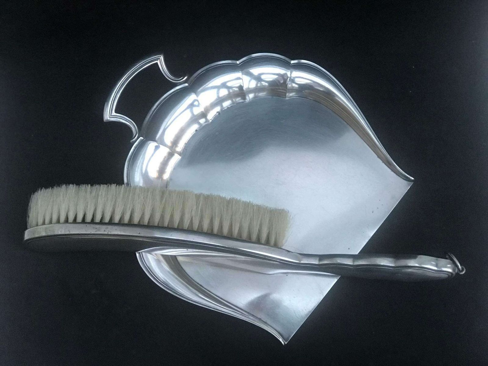 Crumb Catcher Table Shovel And Brush, Wmf German Tableware Service Pick Crumbs Silver Plated Brush Table Art Nouveau 1930s Wedding Gift