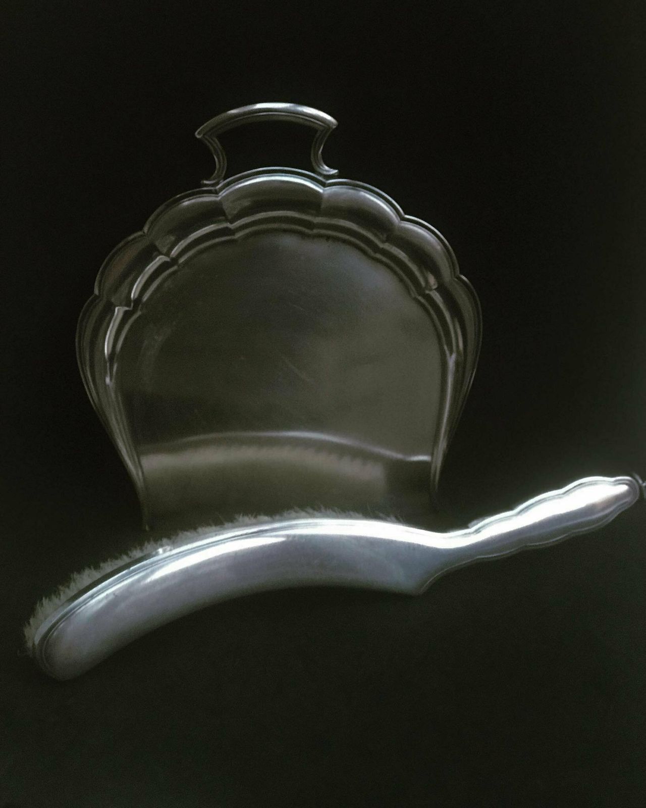 Crumb Catcher Table Shovel And Brush, Wmf German Tableware Service Pick Crumbs Silver Plated Brush Table Art Nouveau 1930s Wedding Gift photo for sale
