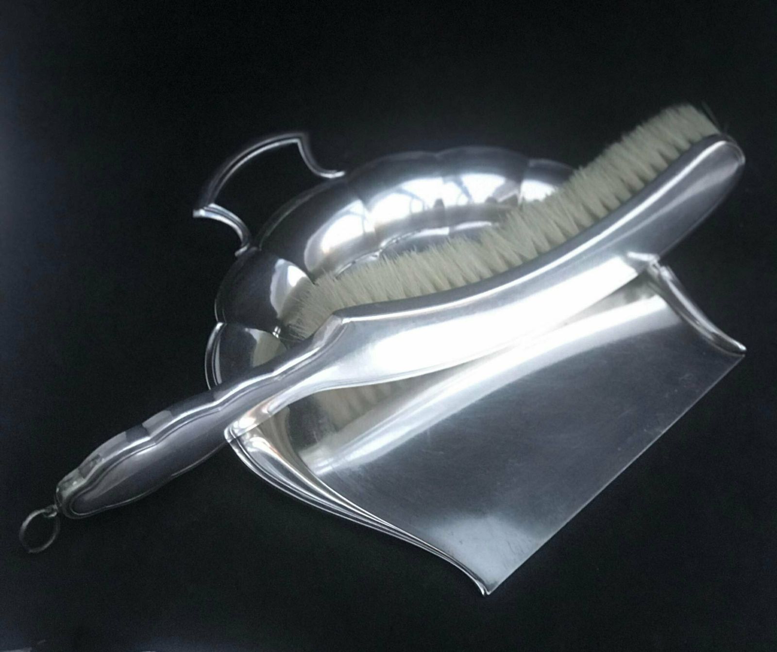 Crumb Catcher Table Shovel And Brush, Wmf German Tableware Service Pick Crumbs Silver Plated Brush Table Art Nouveau 1930s Wedding Gift photo 177.0