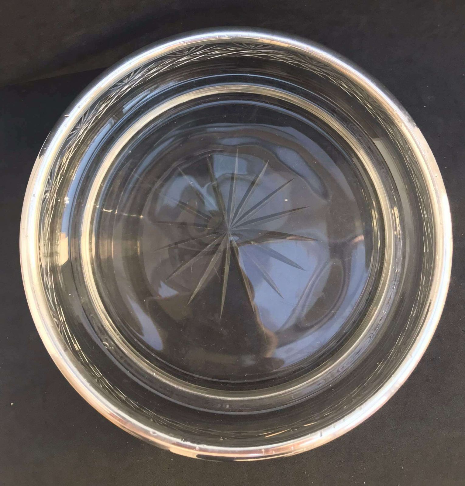 Salad Bowl Sterling Silver And Cut Crystal Large Bowl Antique English J T Wordsworth & Co Luxury Gift Wedding Gift Couple Gift Christmas photo for sale