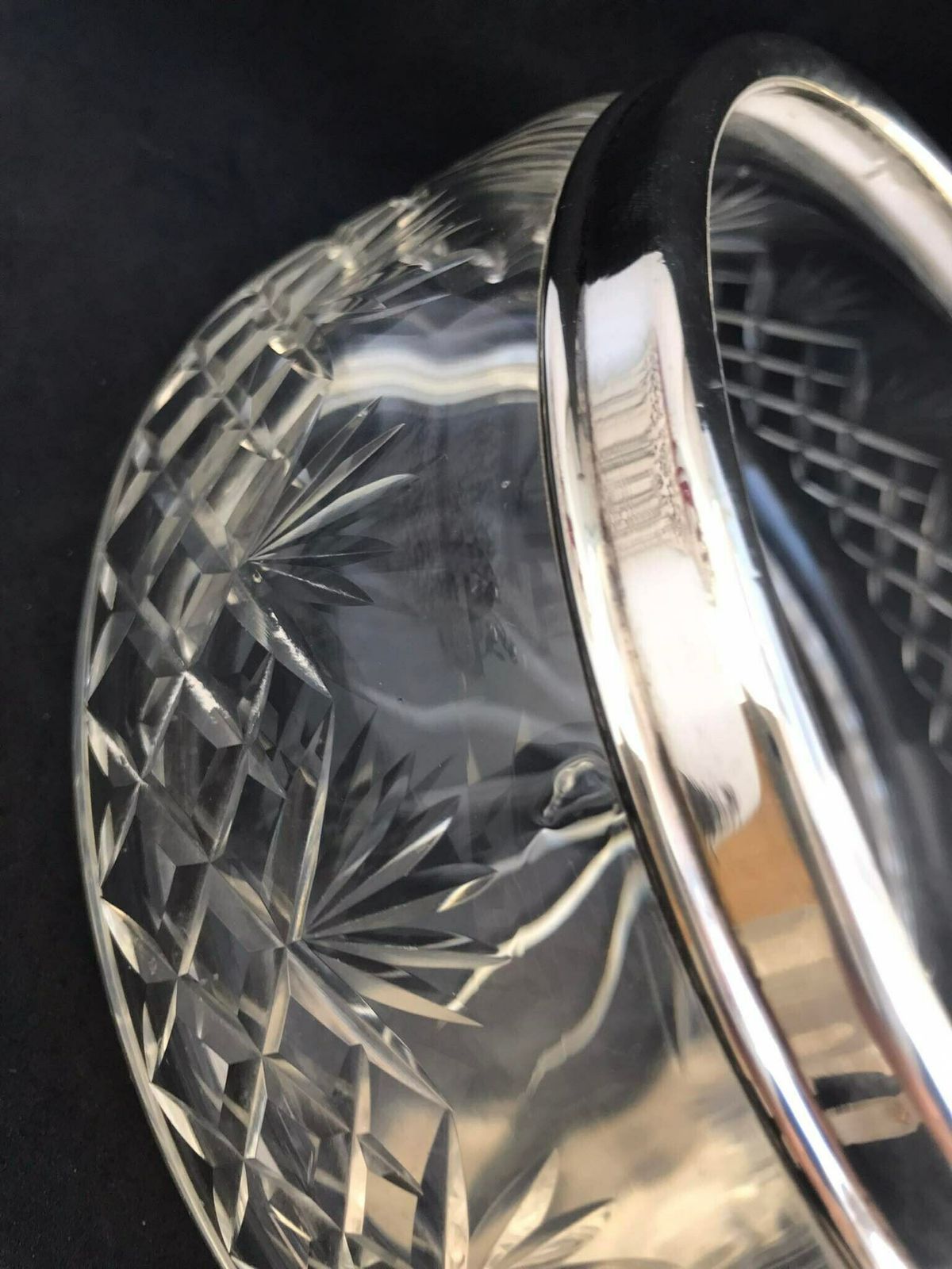 Salad Bowl Sterling Silver And Cut Crystal Large Bowl Antique English J T Wordsworth & Co Luxury Gift Wedding Gift Couple Gift Christmas photo 327.0