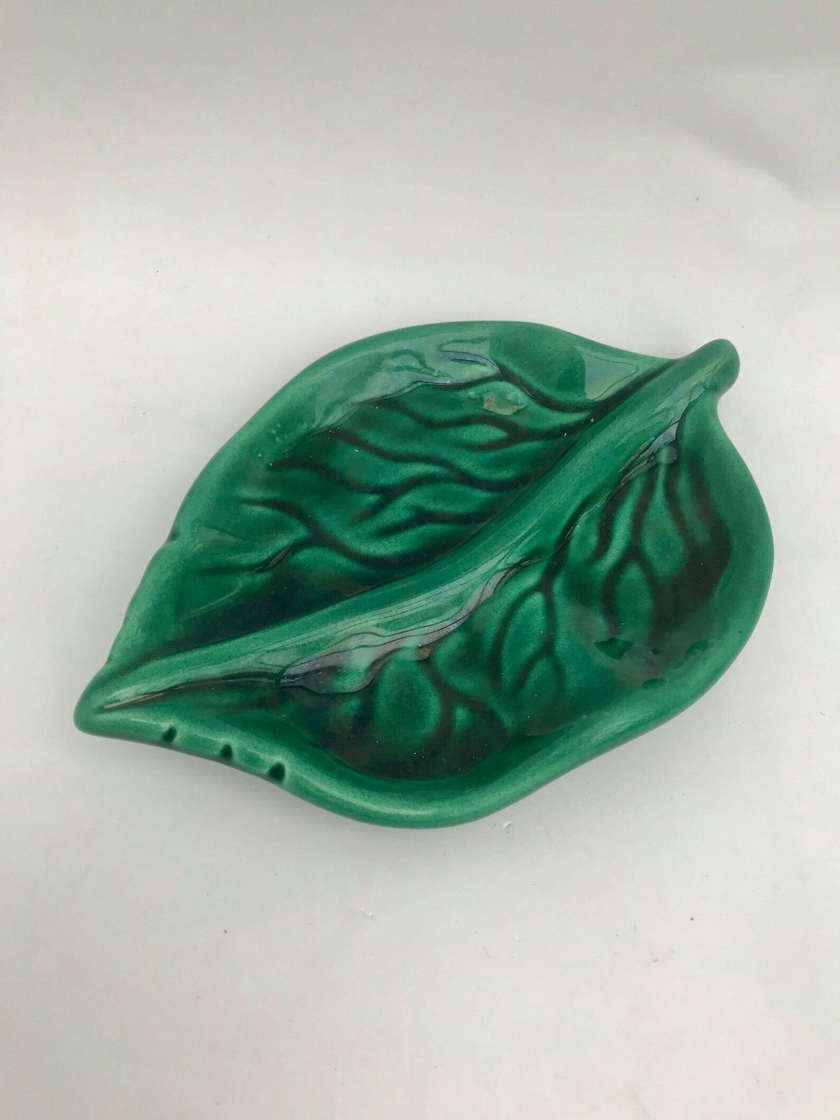 Leaf Dish Bag Dish Catch All Vallauris Vintage French Pottery Mid Century Leaf Shaped Signed By Artst Albert Ferlay Wedding Gift Barbotine photo for sale