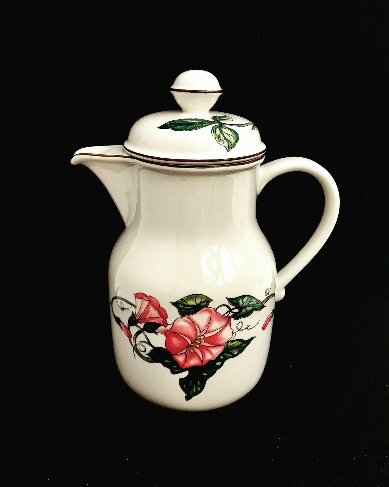 Villeroy And Boch Palermo Koffiepot Roze Morning Glory Rand Bruine Rand Koffiekan Grote Theepot Roze Bloem Decoratie English Breakfast
