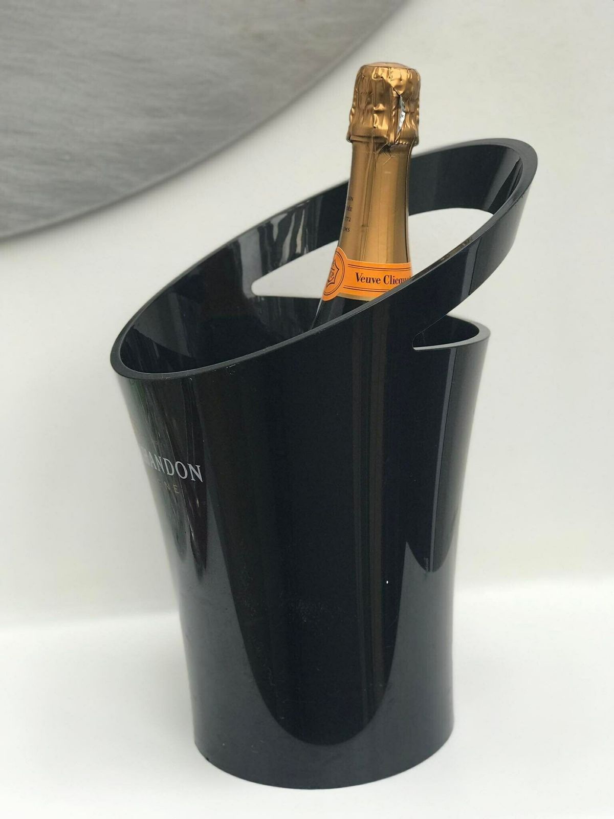 photo for sale Champagne Bucket Moet Chandon Wine Cooler Made In France. French Vintage, Vintage Moet And Chandon Metal Champagne Bucket, Stamped