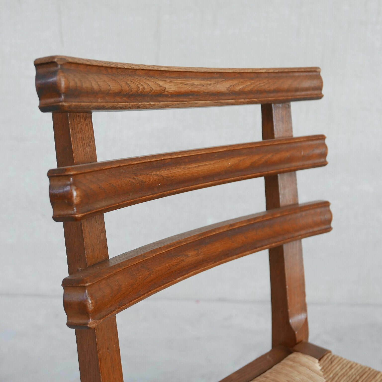 photo furniture Set Of Six Mid Century French Oak Dining Chairs (6)