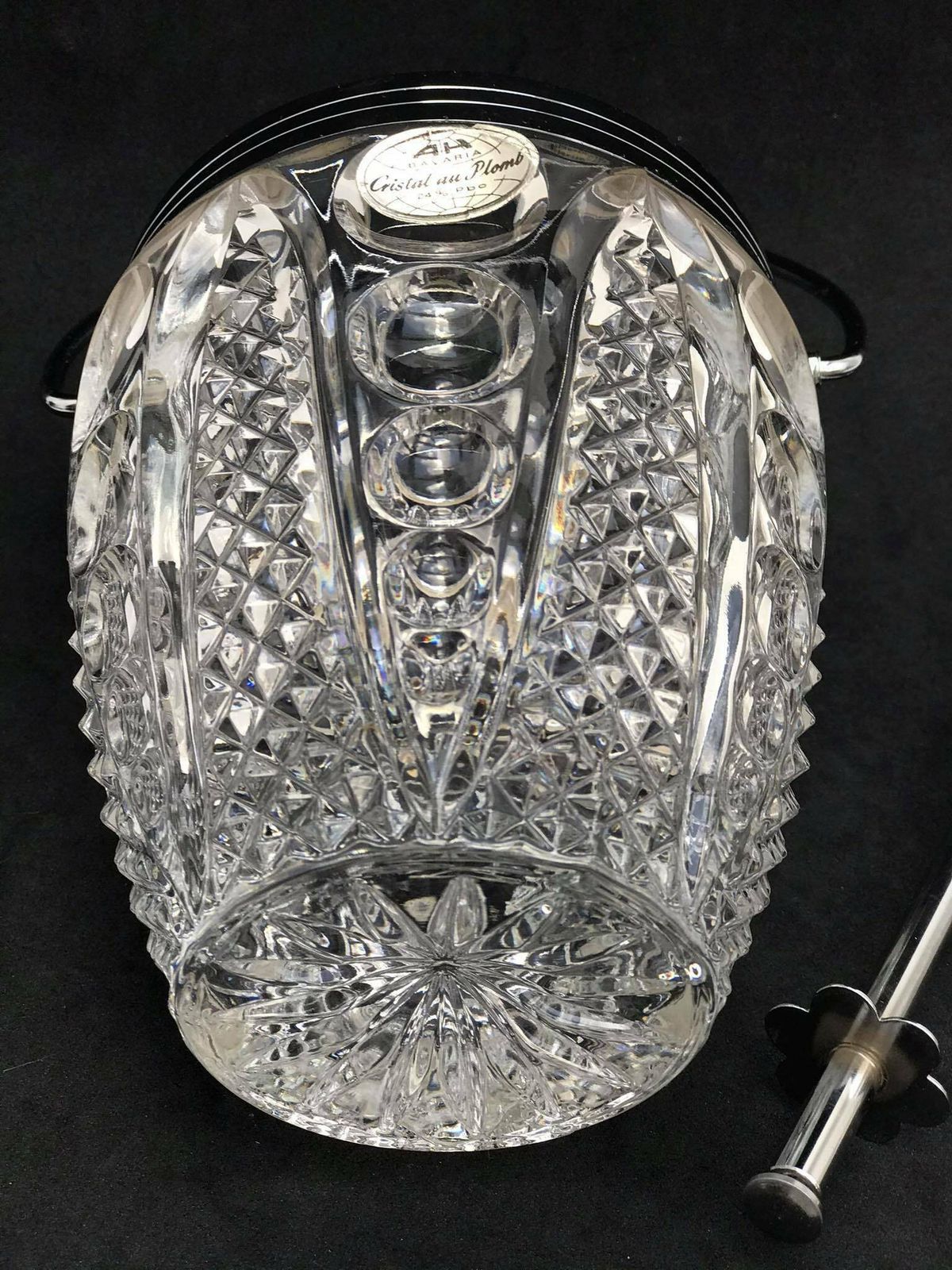 Kristallen Ijsemmer, Jaren 1950 – Geslepen Kristal Met Metaal, Vintage Barbenodigdheden, Bardecoratie, Kerstcadeau photo Woonaccessoires
