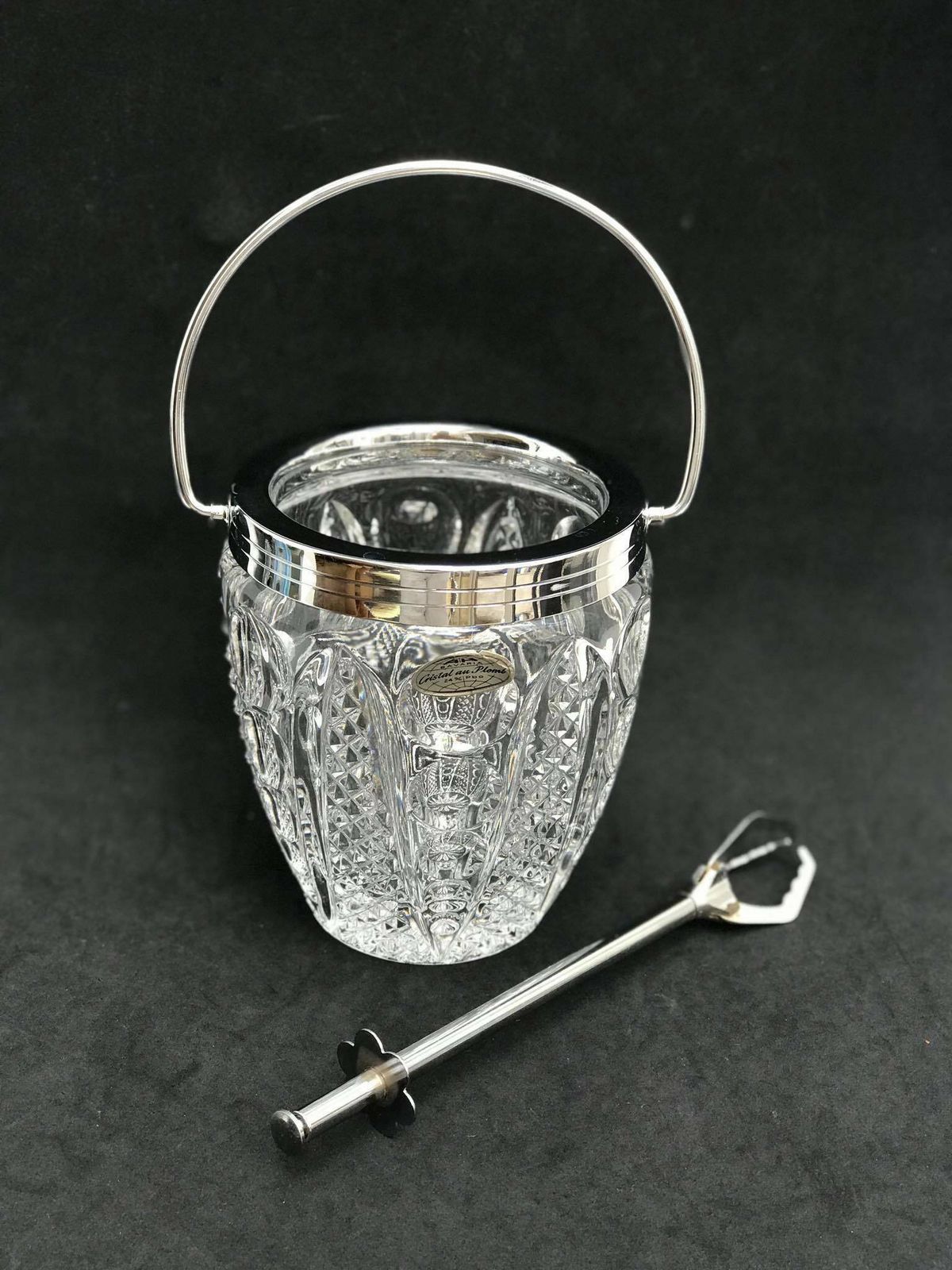 photo furniture Kristallen Ijsemmer, Jaren 1950 – Geslepen Kristal Met Metaal, Vintage Barbenodigdheden, Bardecoratie, Kerstcadeau