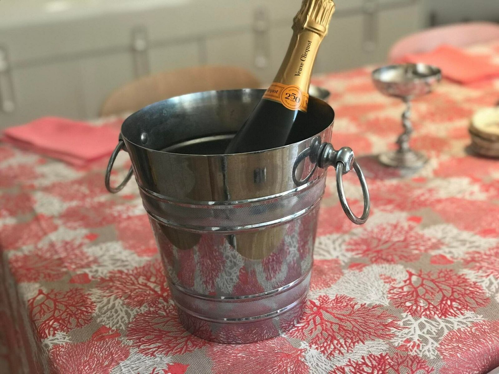 Champagne Bucket France Mid Century Stainless Steel Heavy Wine Cooler Ice Bucket Bar Cart Styling Gift For Him Wedding Gift photo 172.0