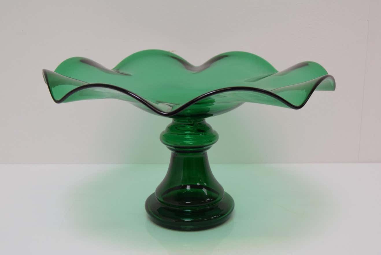 Home Decor Pair Of Art Glass Bowls, By Glasswork Novy Bor, 1930's. photo