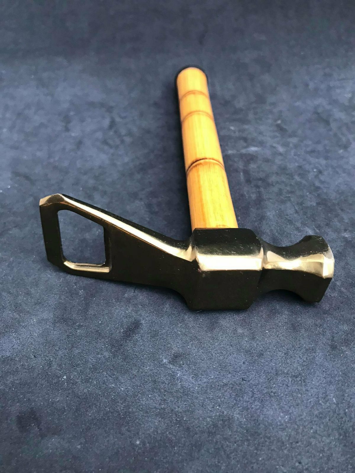 Bottle Opener, Nutcracker Cork Screw Mid Century Brass Hammer With Bamboo Handle, 1950s Tiki Bar Decor Gift For Him Man Cave Gift Boho Gift photo vintage
