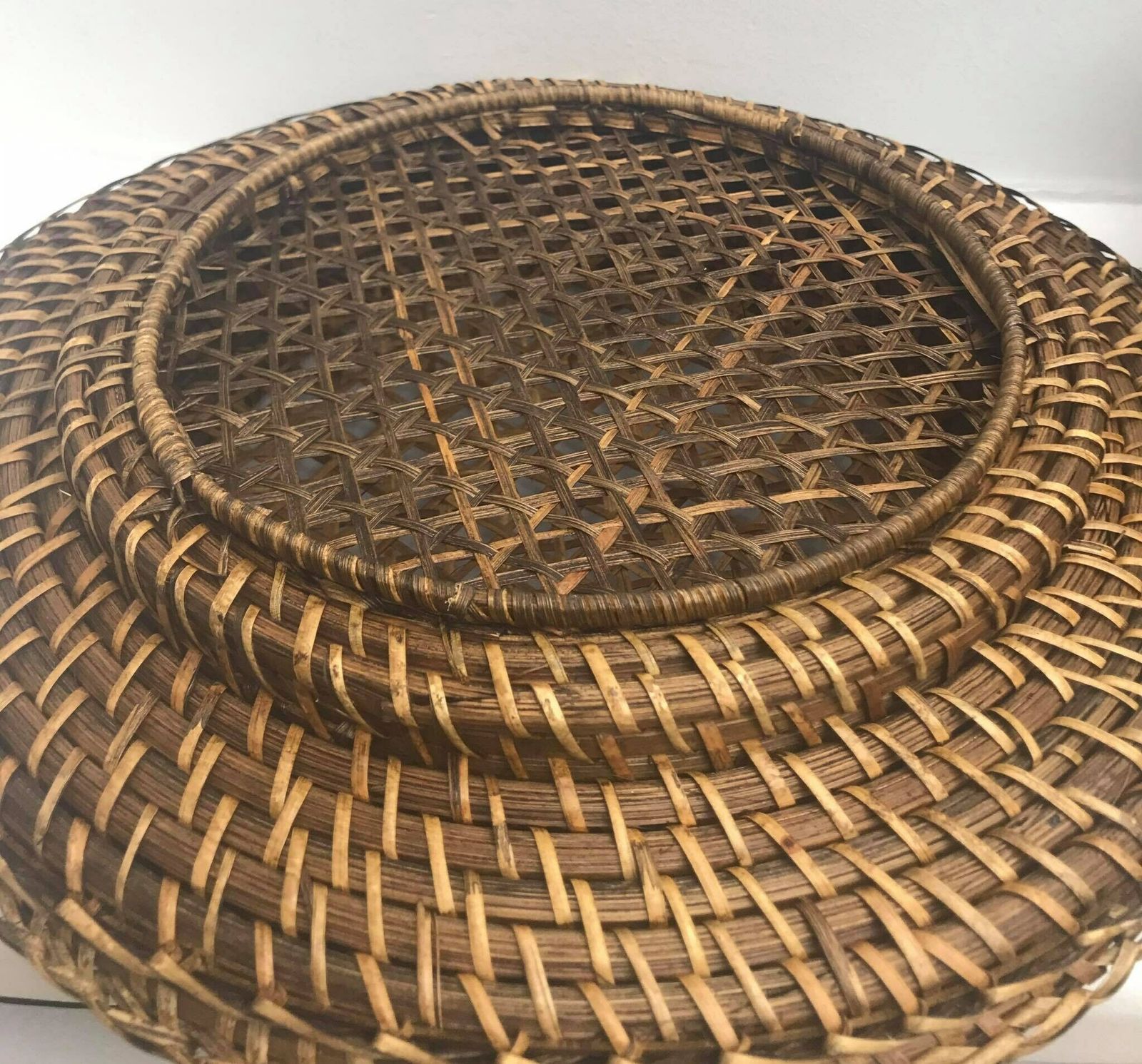 Vintage Rattan Onderborden – Set Van 12 | Rustiek Bamboe Vlechtwerk | Ronde Dienbladen | Farmhouse & Boho Tafelaccessoires photo buy