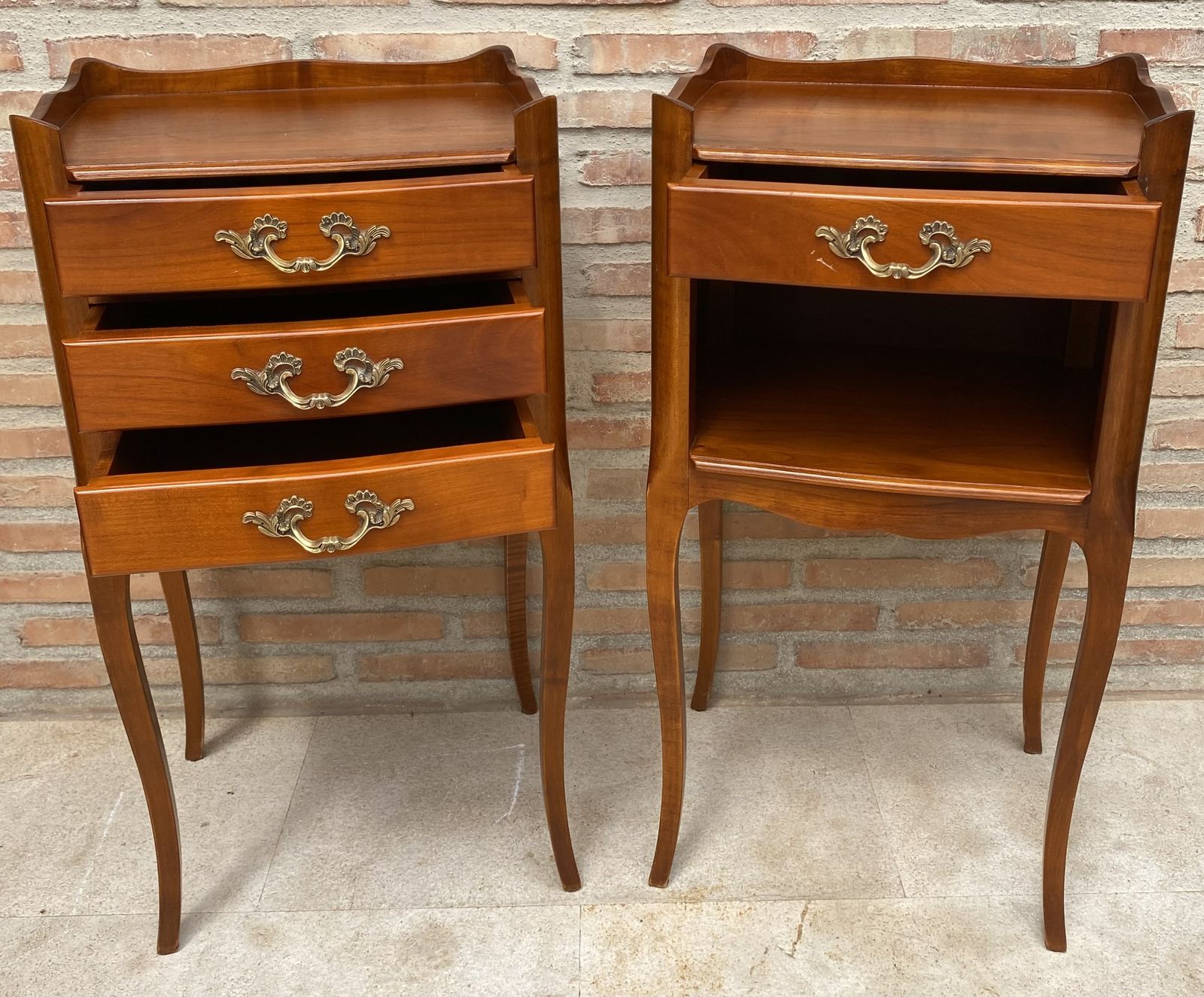 French Cherry You And Me Nightstands With Drawers And Open Shelf, 1960s, Set Of 2 photo furniture