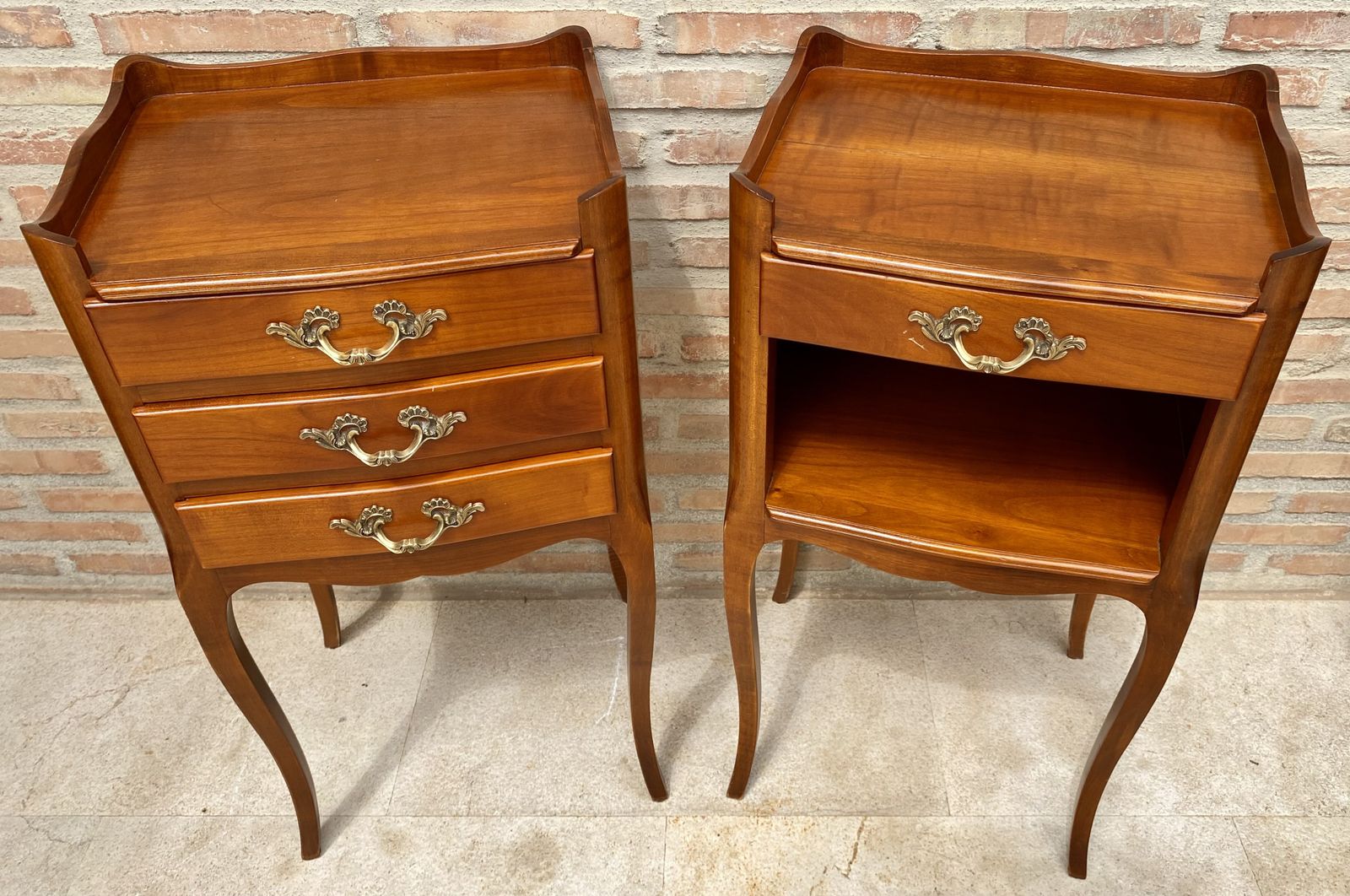 French Cherry You And Me Nightstands With Drawers And Open Shelf, 1960s, Set Of 2 photo 1890.0