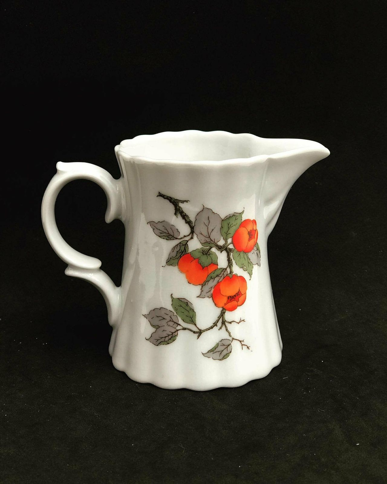 Creamer Porcelain Milk Jar Wunsiedel Bavaria 70s Wedding Gift, Mid Century, Glossy Porcelain Decor White Orange Orange Gift For Mom