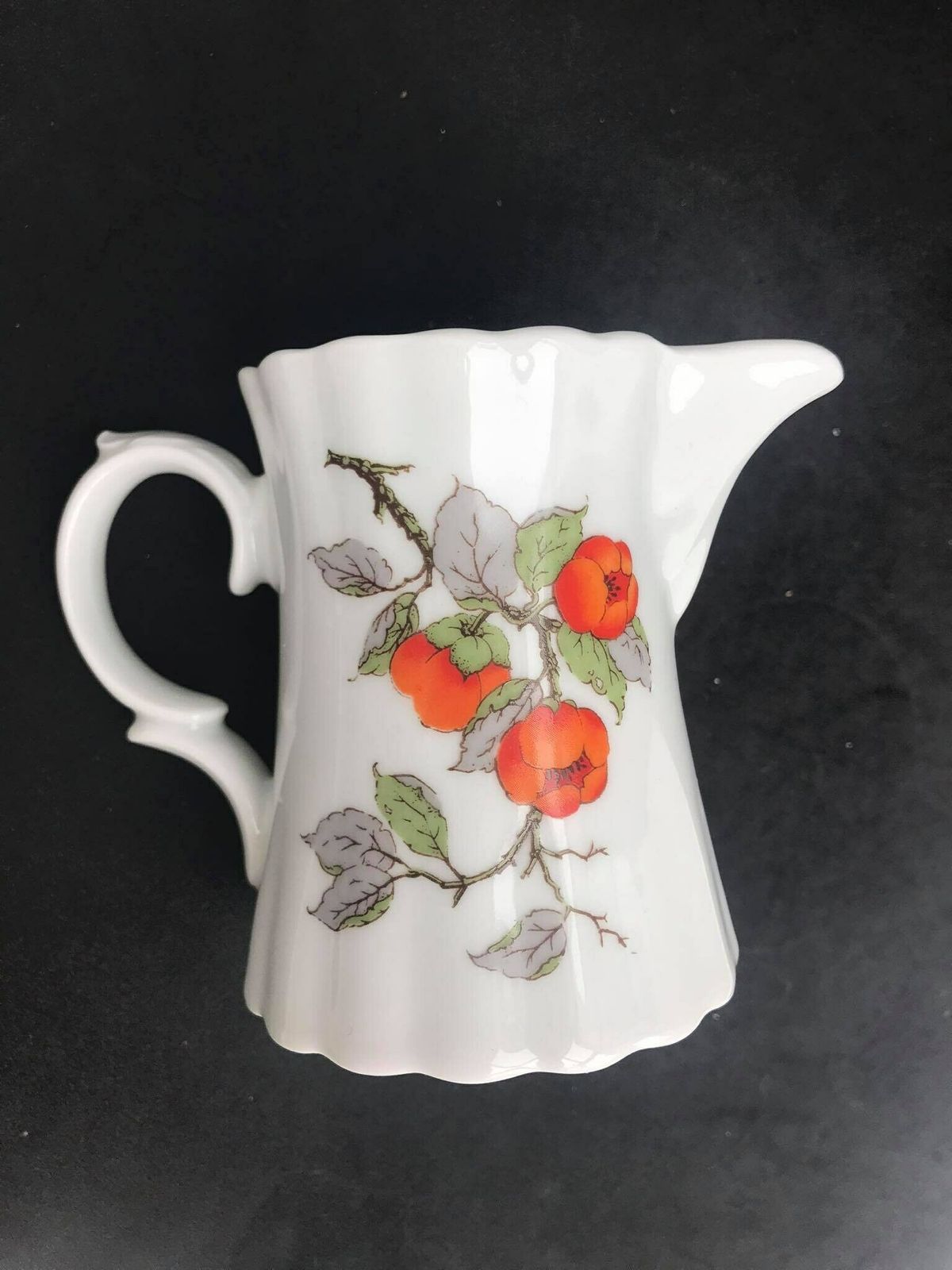 Creamer Porcelain Milk Jar Wunsiedel Bavaria 70s Wedding Gift, Mid Century, Glossy Porcelain Decor White Orange Orange Gift For Mom photo vinterior