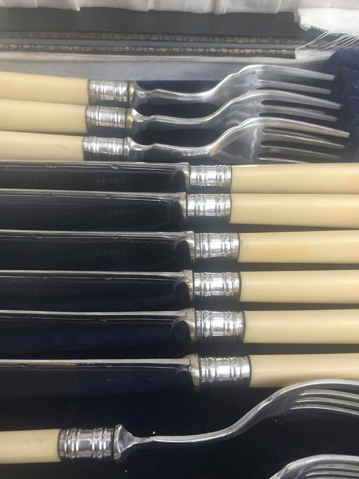 Zeevruchtenbestek – 12 Delig Visbestek Met Zilveren Banden, Roestvrij Staal En Ivorine – In Doos – Cadeau Voor Bruiloft Of Feestdiner photo Woonaccessoires