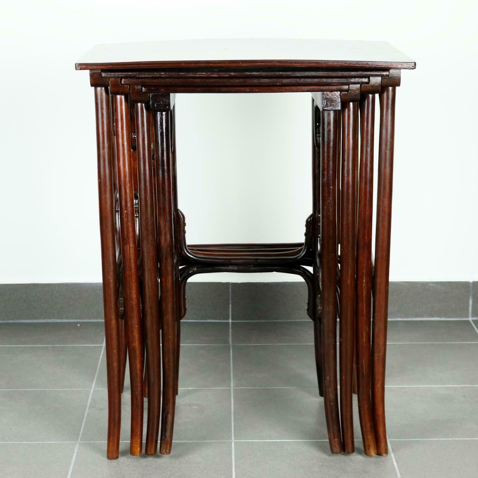 Set Of Four Art Nouveau Nesting Tables No. 10 By Thonet, Circa 1900 photo vinterior