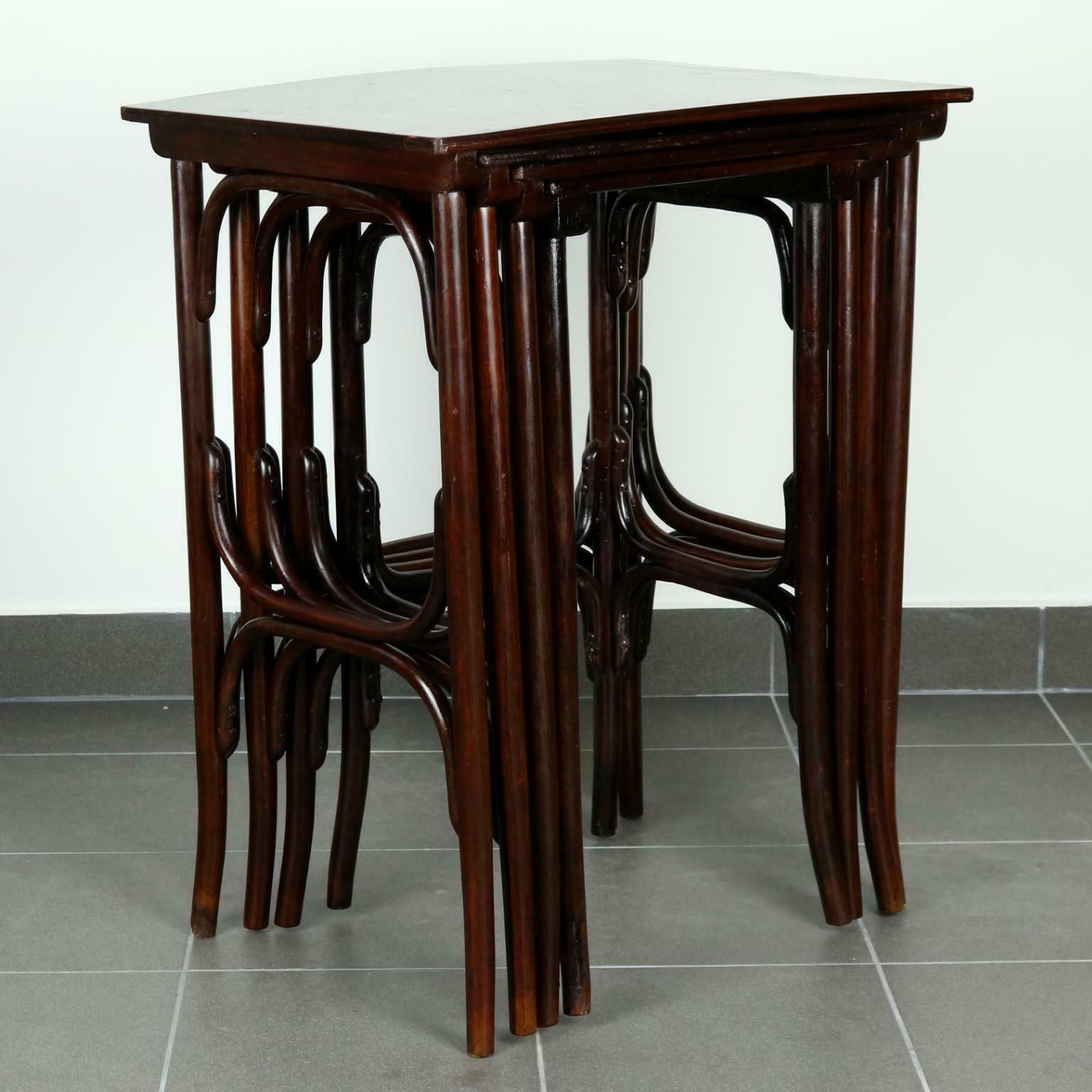 Set Of Four Art Nouveau Nesting Tables No. 10 By Thonet, Circa 1900 photo vintage