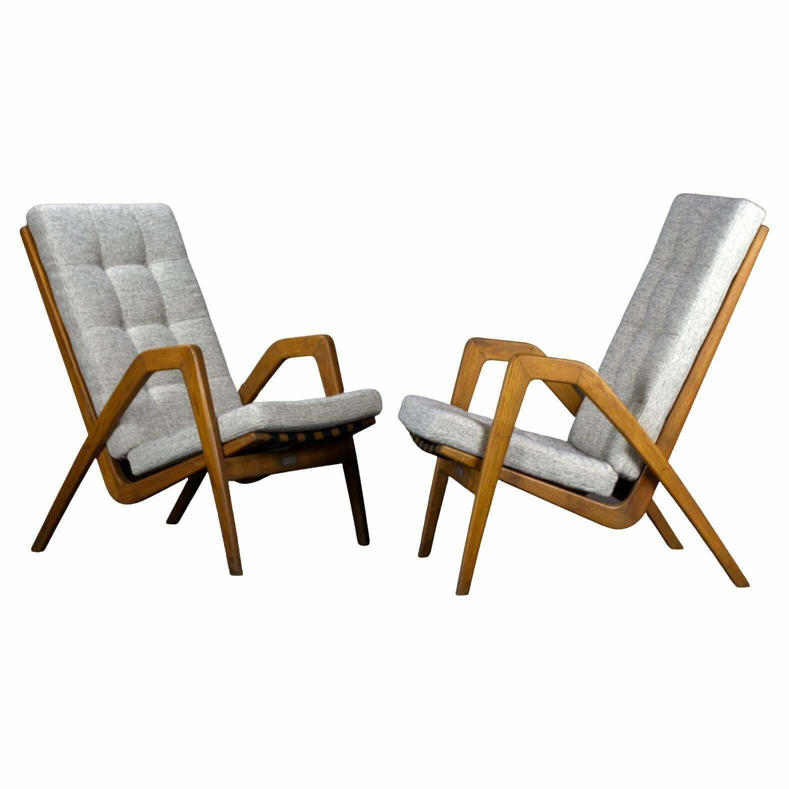 Mid Century Armchairs / Easy Chairs By Jan Vanek For Uluv Czechoslovakia, 1950s