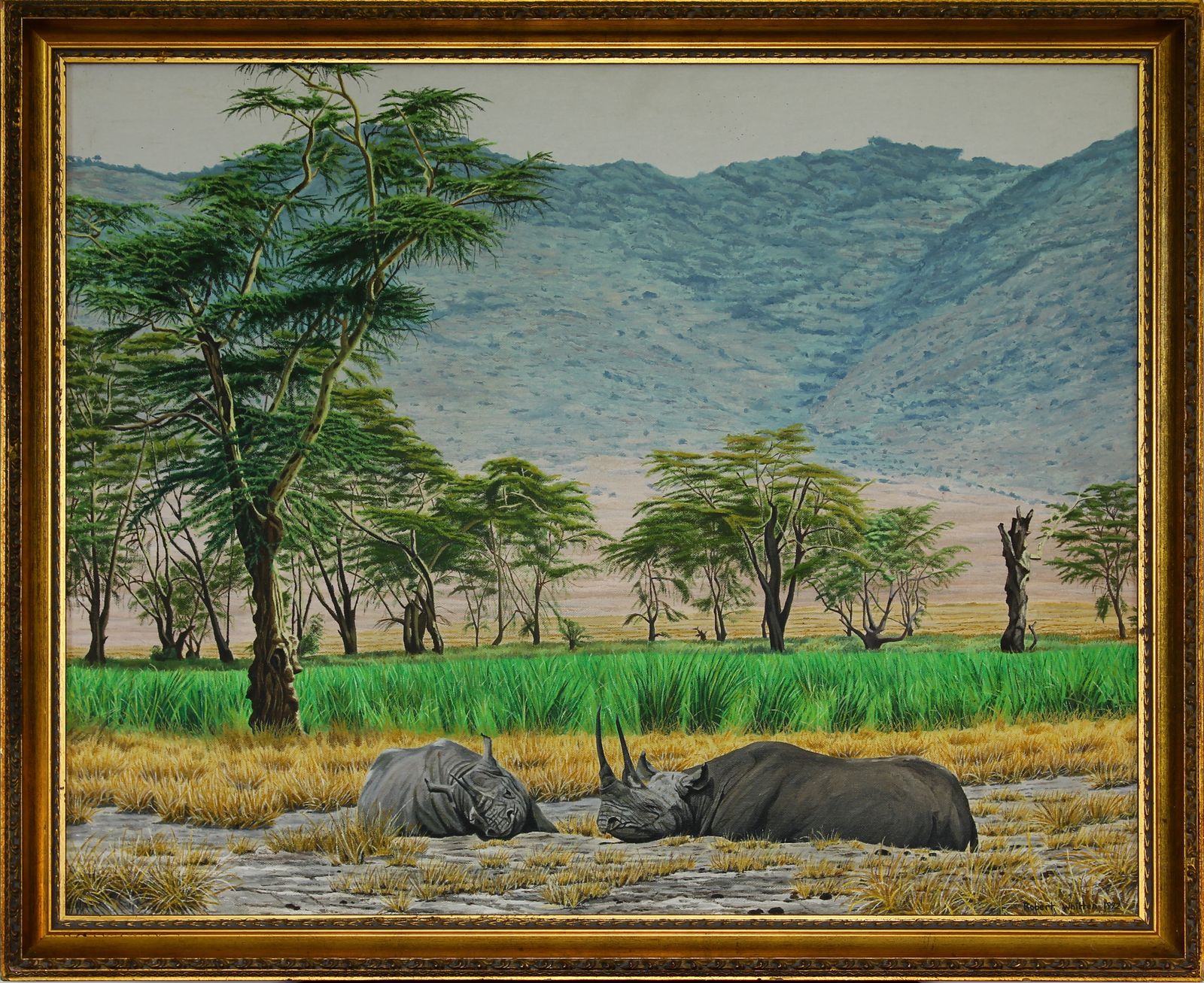 Acrylic Painting Of An African Scene By Robert Whitten.