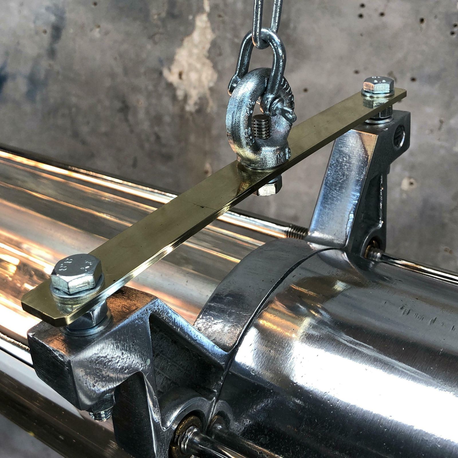 1970s German Industrial Cast Aluminium Glass Edison Flameproof Striplight photo buy