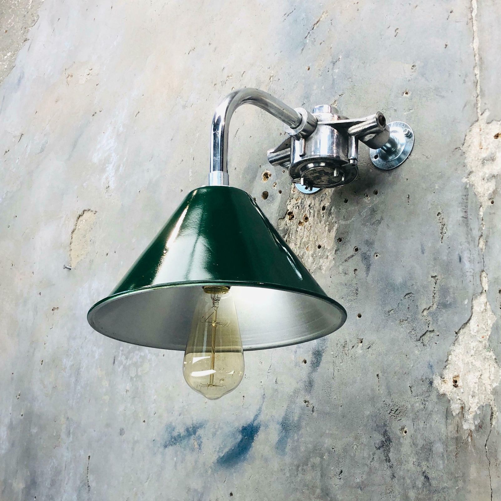1980s Ex British Army Lamp Shade And Galvanised Steel Short Reach Cantilever photo furniture