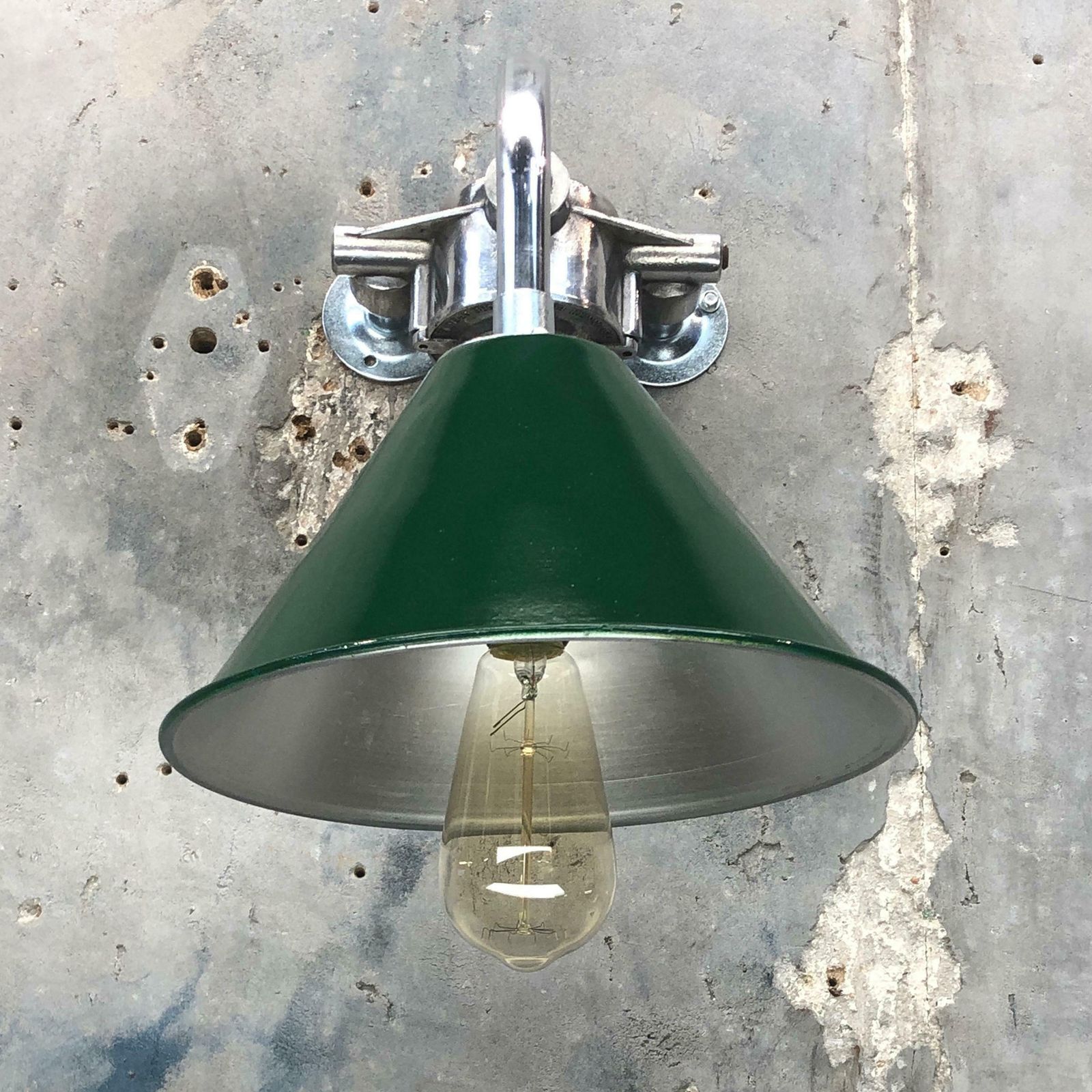 photo for sale 1980s Ex British Army Lamp Shade And Galvanised Steel Short Reach Cantilever